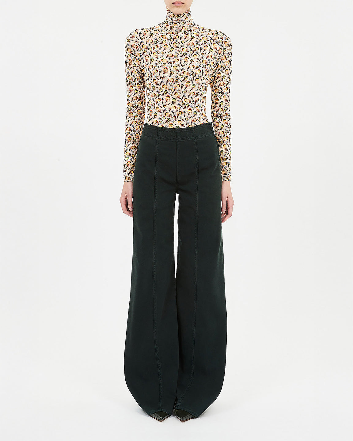 Ulla Johnson Aurelia Jersey Long Sleeve Turtleneck Top in Swan