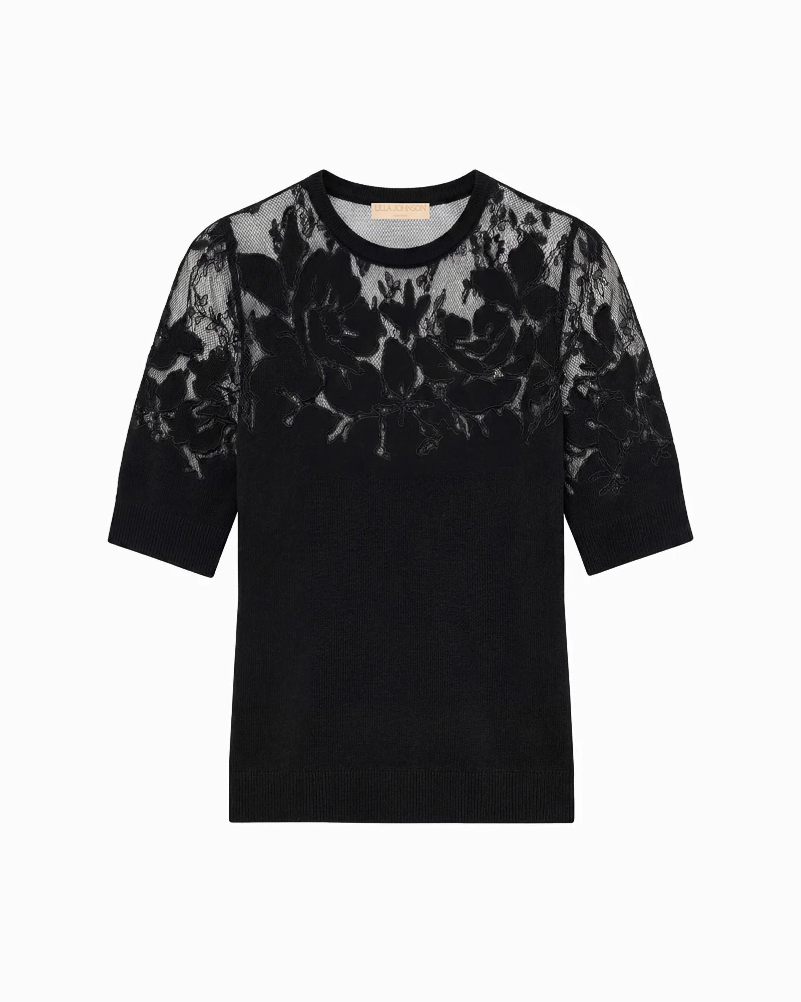 Ulla Johnson Ella SS Lace Top In Noir