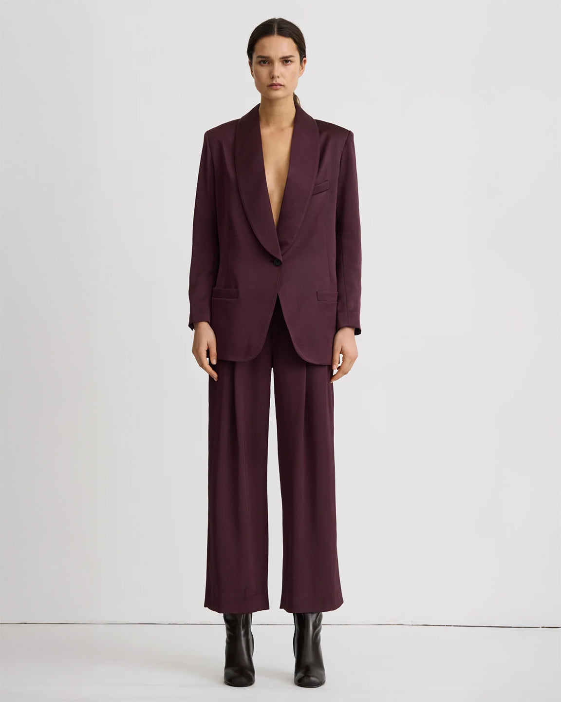 Smythe Shawl Collar Oversized Blazer in Mocha
