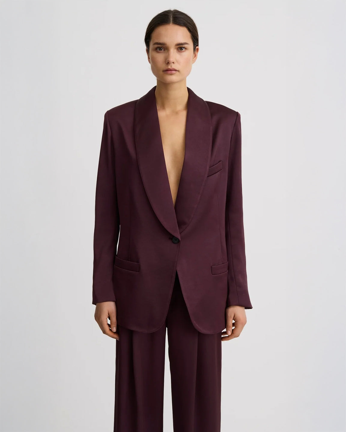 Smythe Shawl Collar Oversized Blazer in Mocha