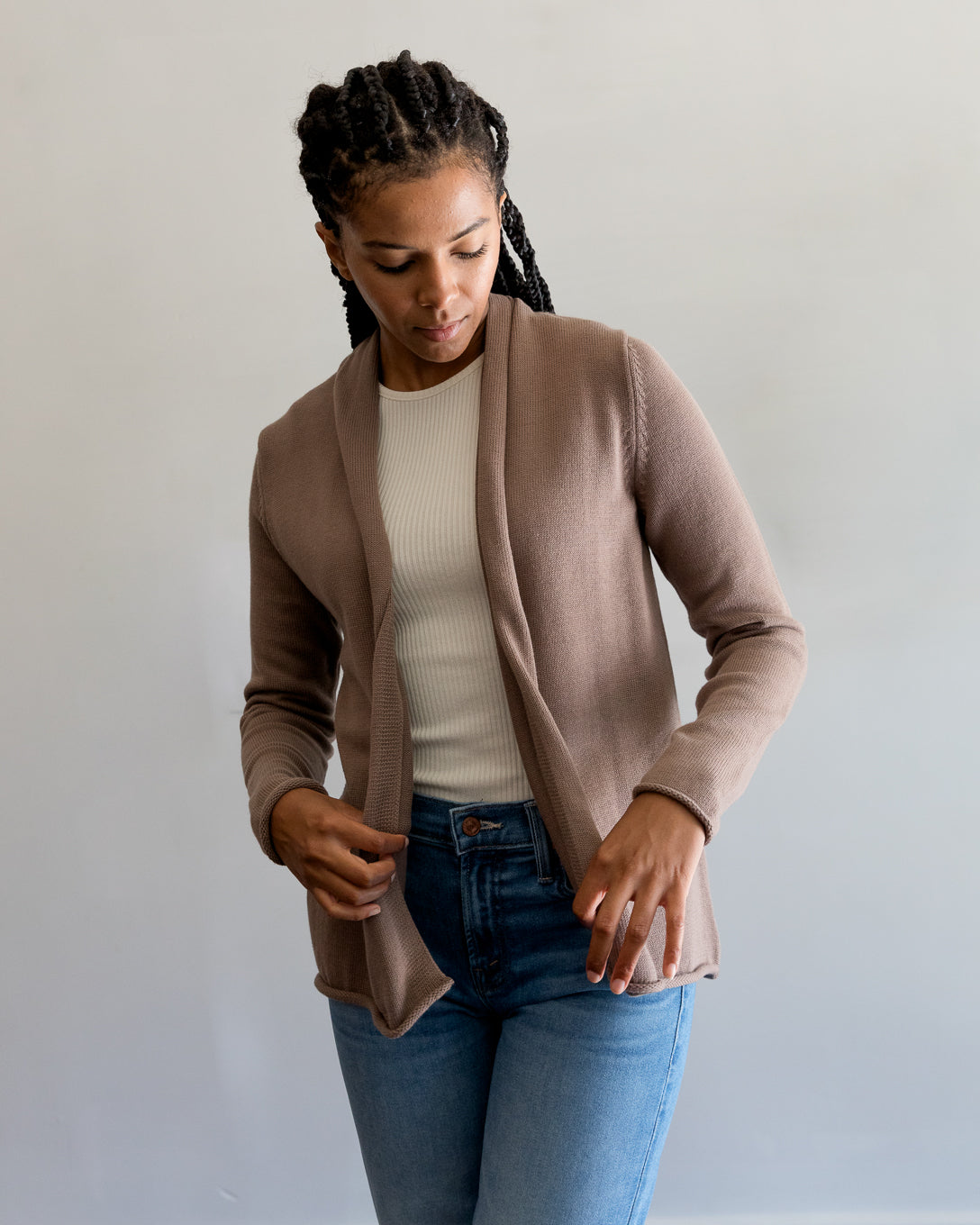 White and Warren Organic Cotton Mini Trapeze in Mocha