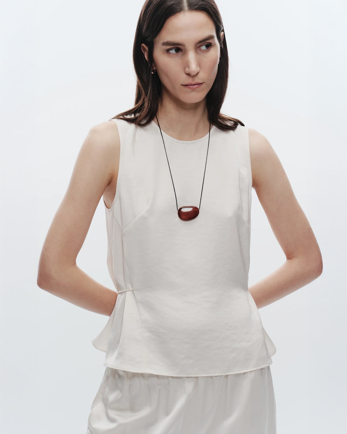 Saint Art Benson Charmeuse Top in Ivory