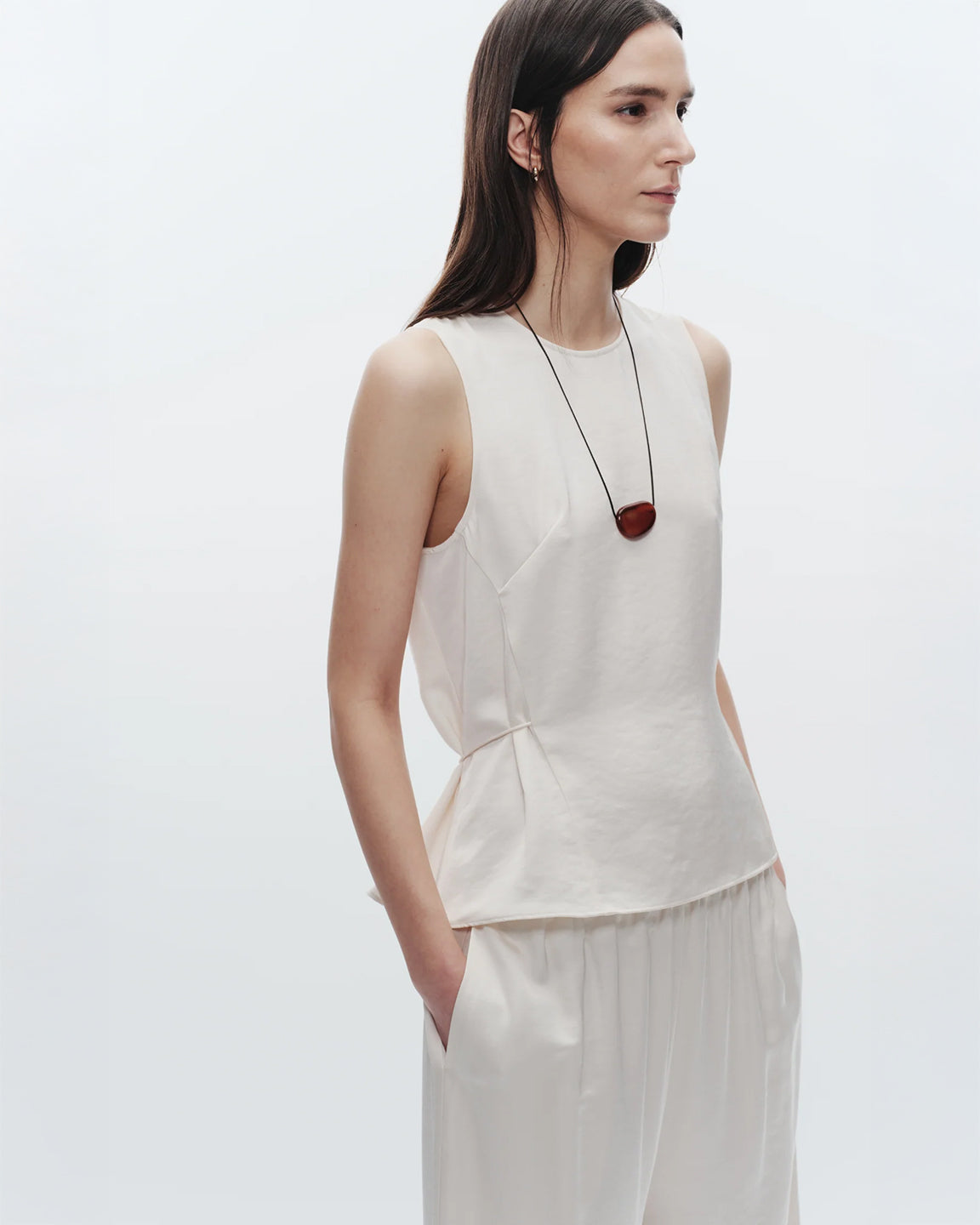 Saint Art Benson Charmeuse Top in Ivory