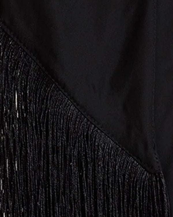 Natalie Martin Anita Skirt In Black Fringe Silk