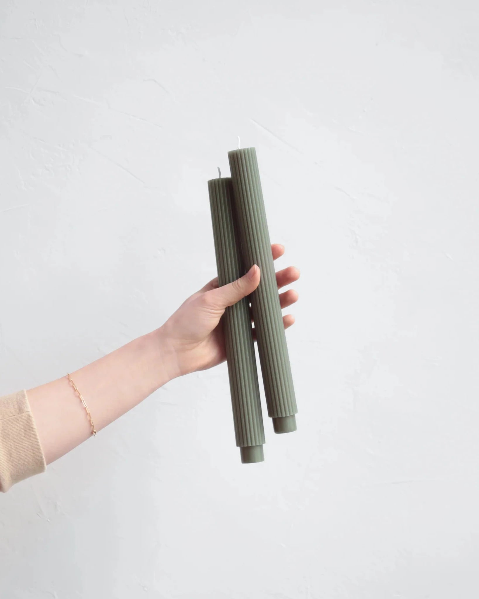 The Floral Society 10" Fancy Taper Candles in Moss