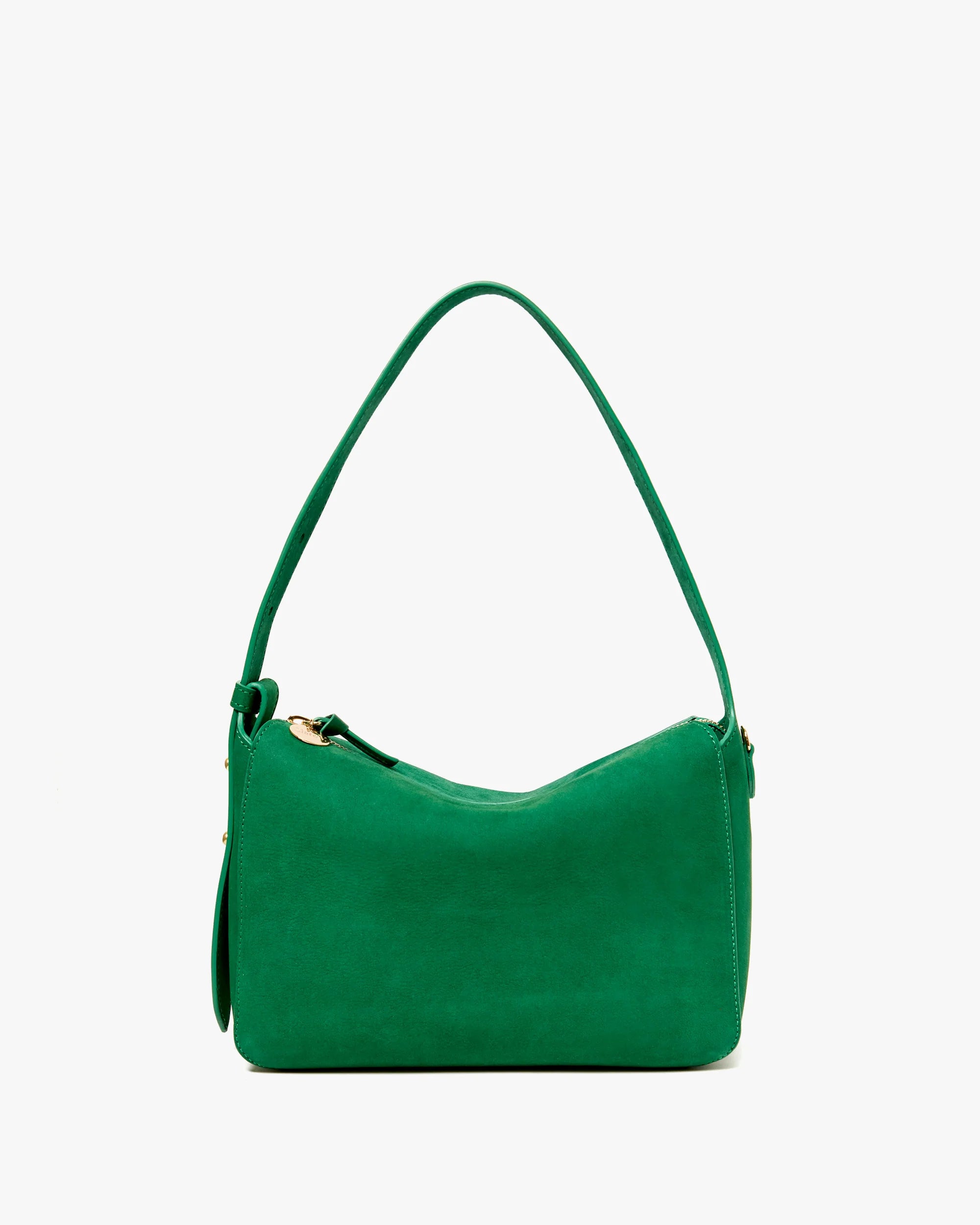 Green handbag on a white background