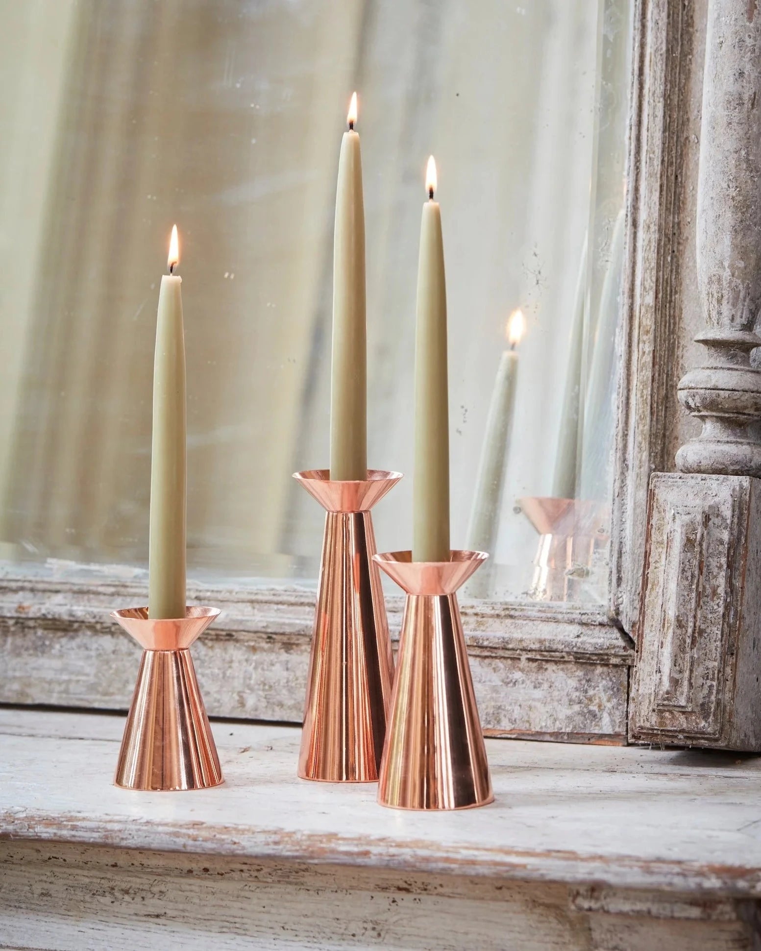 The Floral Society Tall Grand Copper Taper Holder