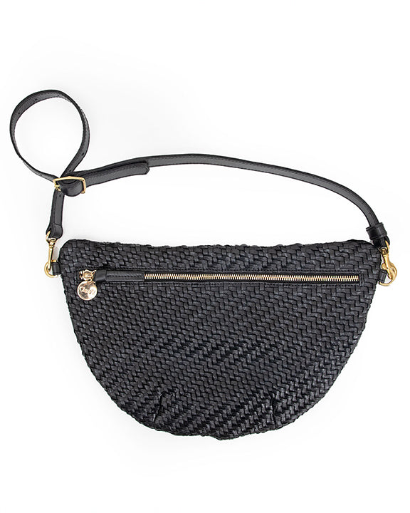 Clare V. Grande Fanny in Black Woven Zig Zag