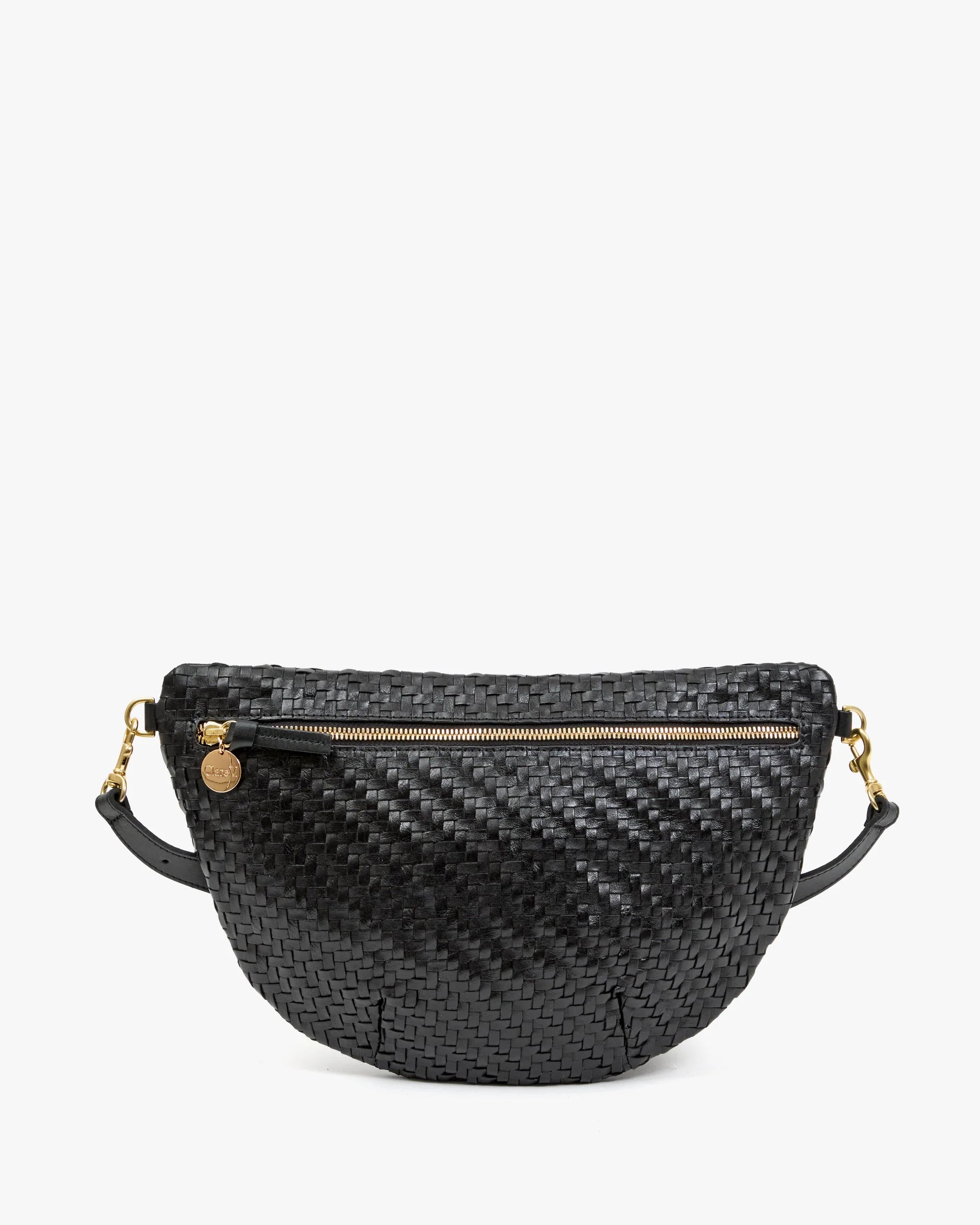 Clare V Grande Fanny in Woven Zig Zag Black