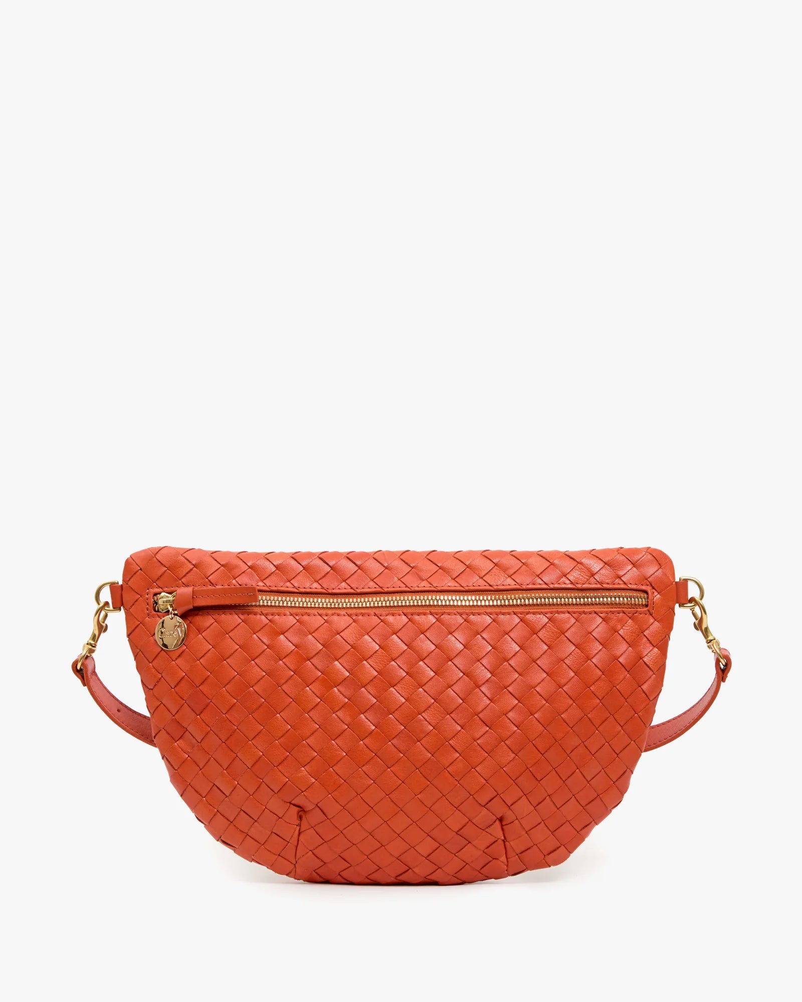Clare V. Grande Fanny Medium Woven Diagonal in Saltillo