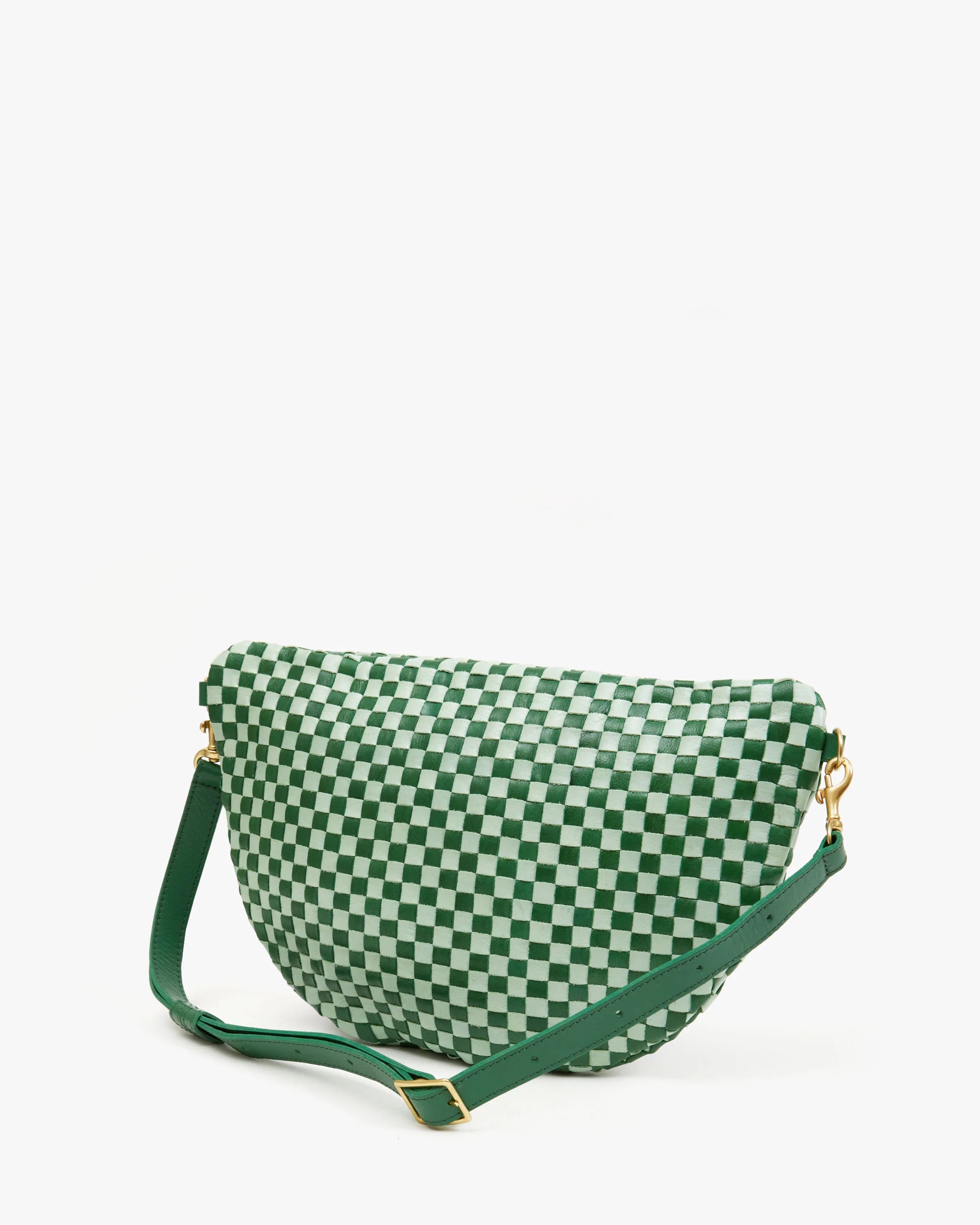Clare V. Grande Fanny In Woven Checker Fern/Mist