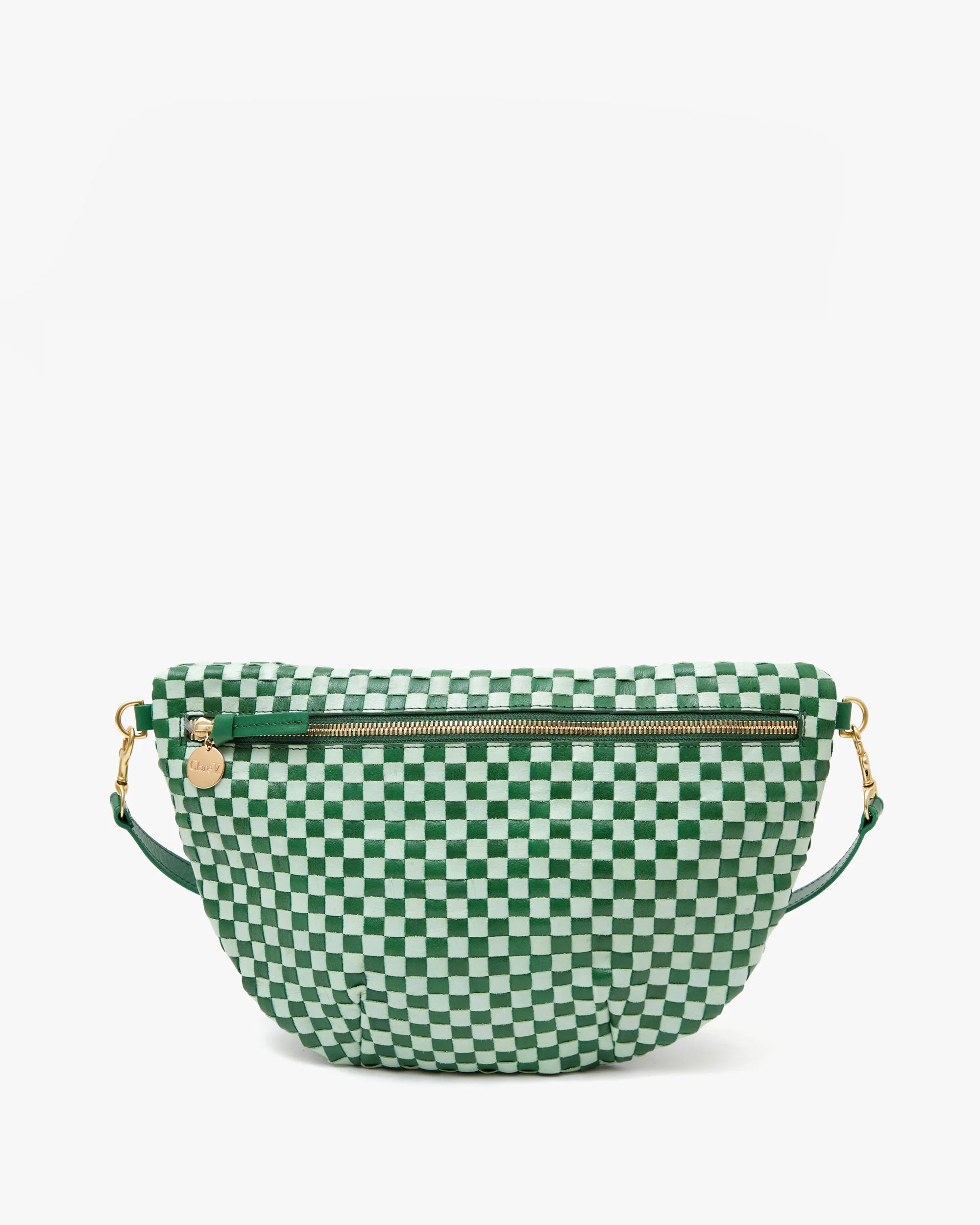 Clare V. Grande Fanny In Woven Checker Fern/Mist