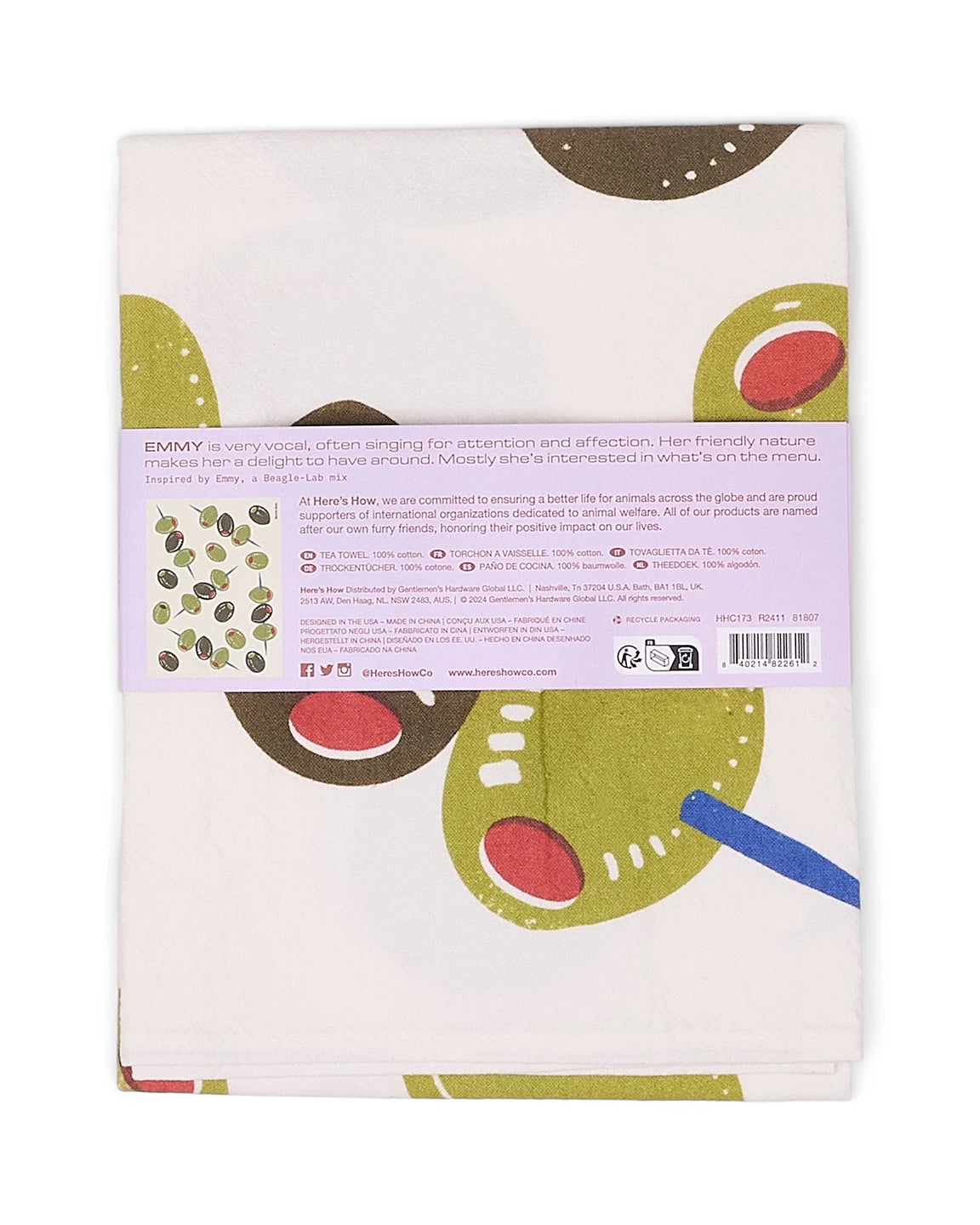 Here's How The Emmy Tea Towel in Olives