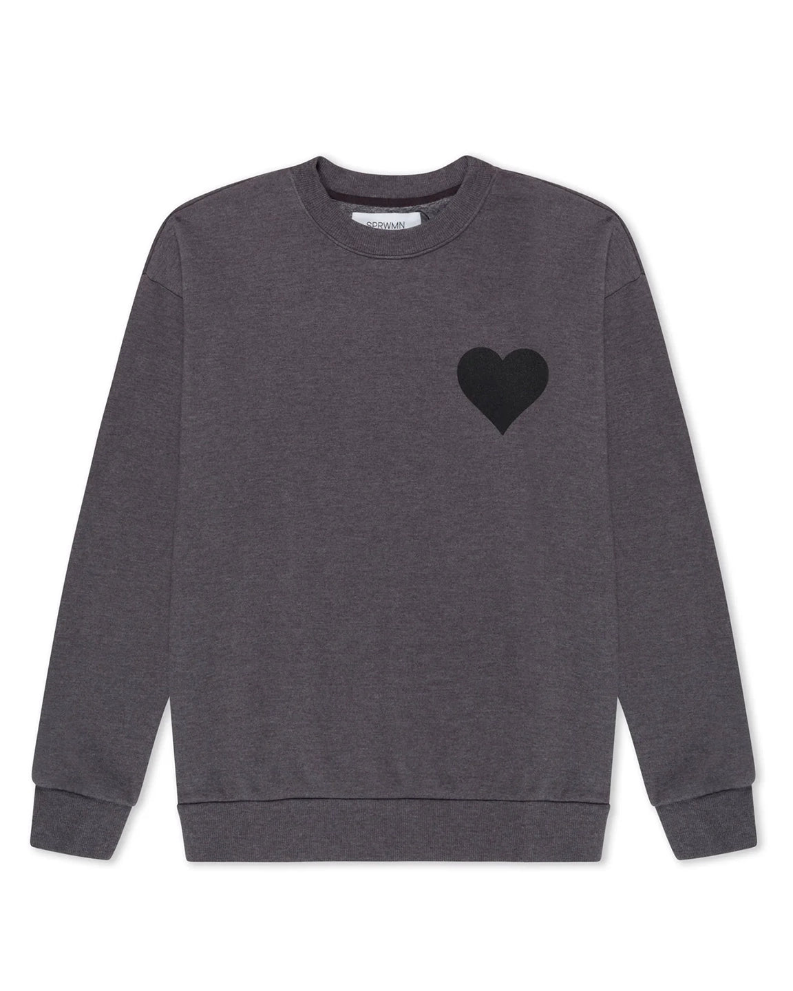 SPRWMN Heart Sweatshirt In Charcoal w/ Black Heart