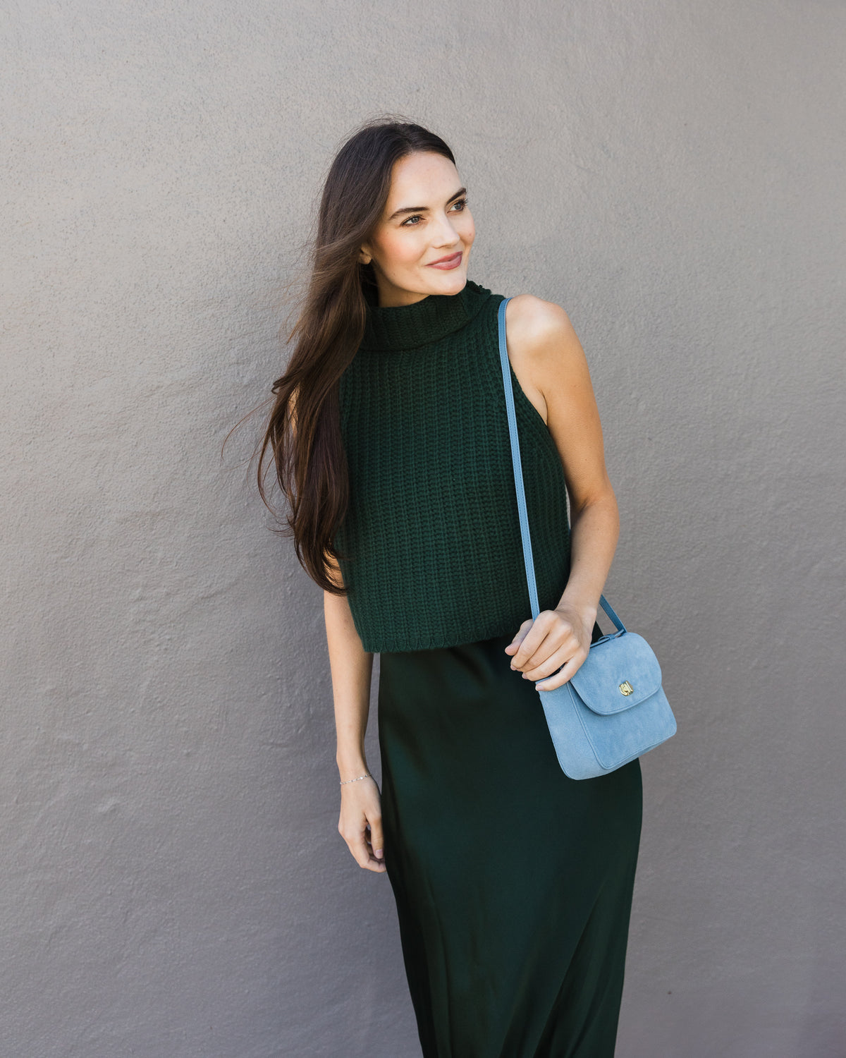 Clare V. Kathryn Bag in Desert Blue Suede