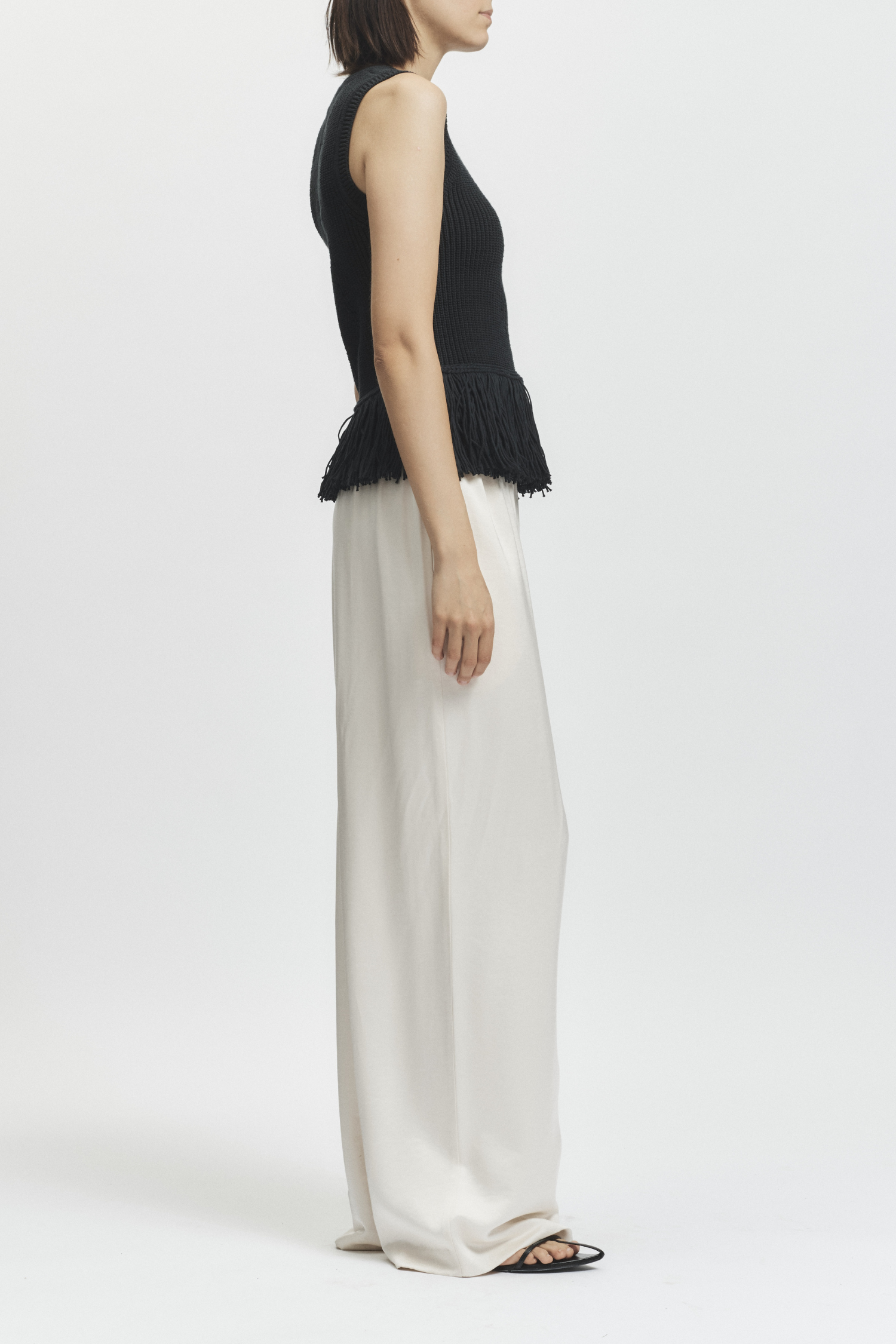 Collins Fringe Knit Blouse, Black