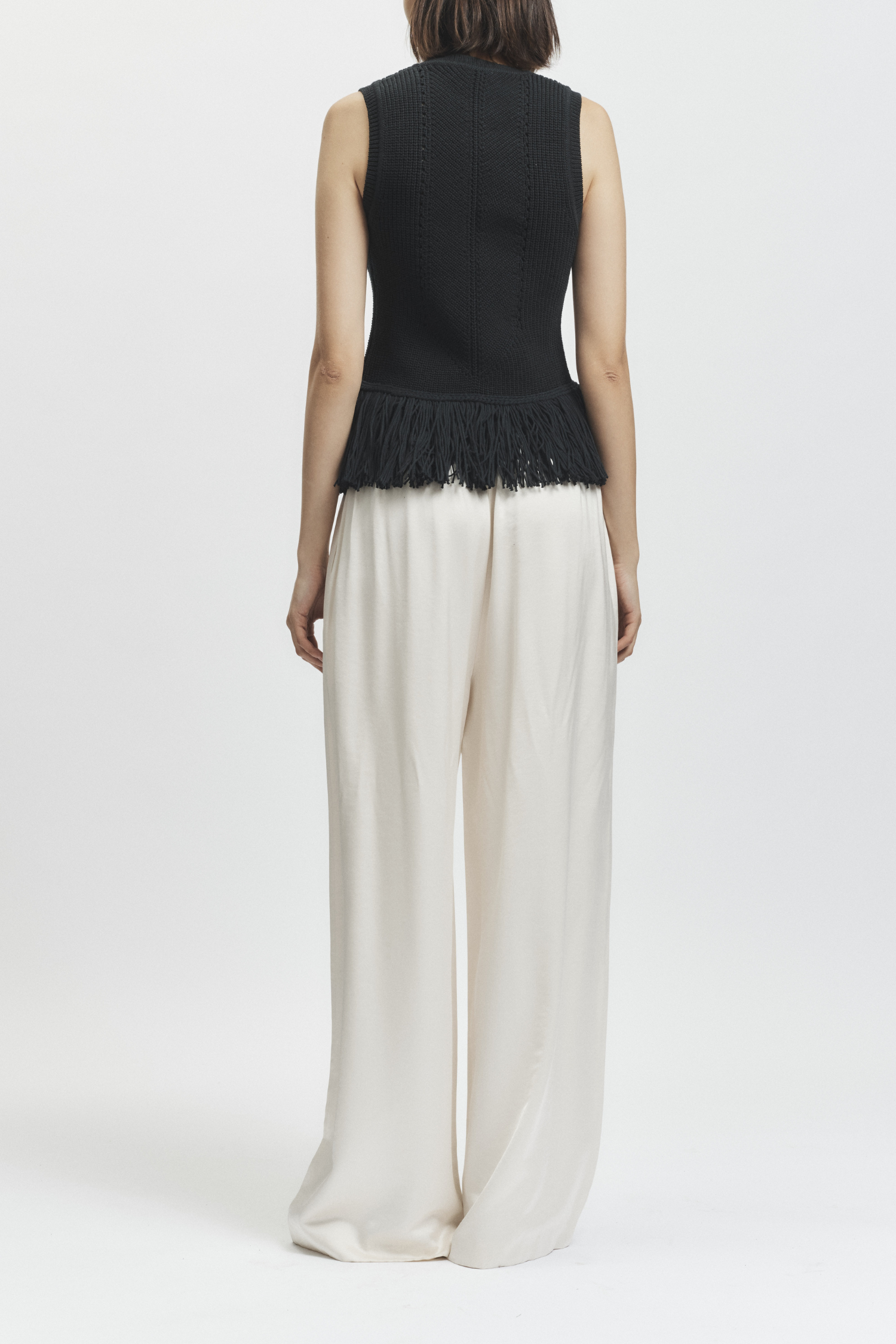 Collins Fringe Knit Blouse, Black