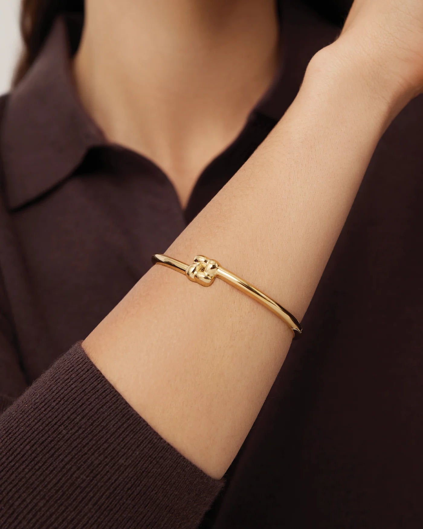Jenny Bird Slim Woven Square Bangle in High Polished Gold
