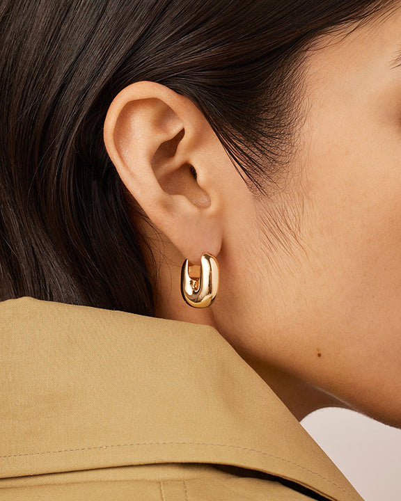 Jenny Bird Puffy U Link Earrings in Gold