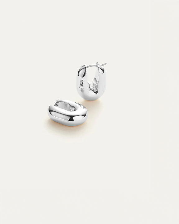 Jenny Bird Puffy U Link Earrings in High Polished Silver