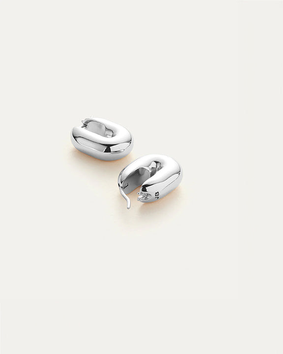 Jenny Bird Puffy U Link Earrings in High Polished Silver
