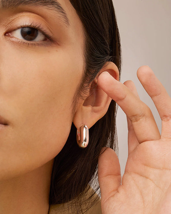Jenny Bird Puffy U Link Earrings in High Polished Silver