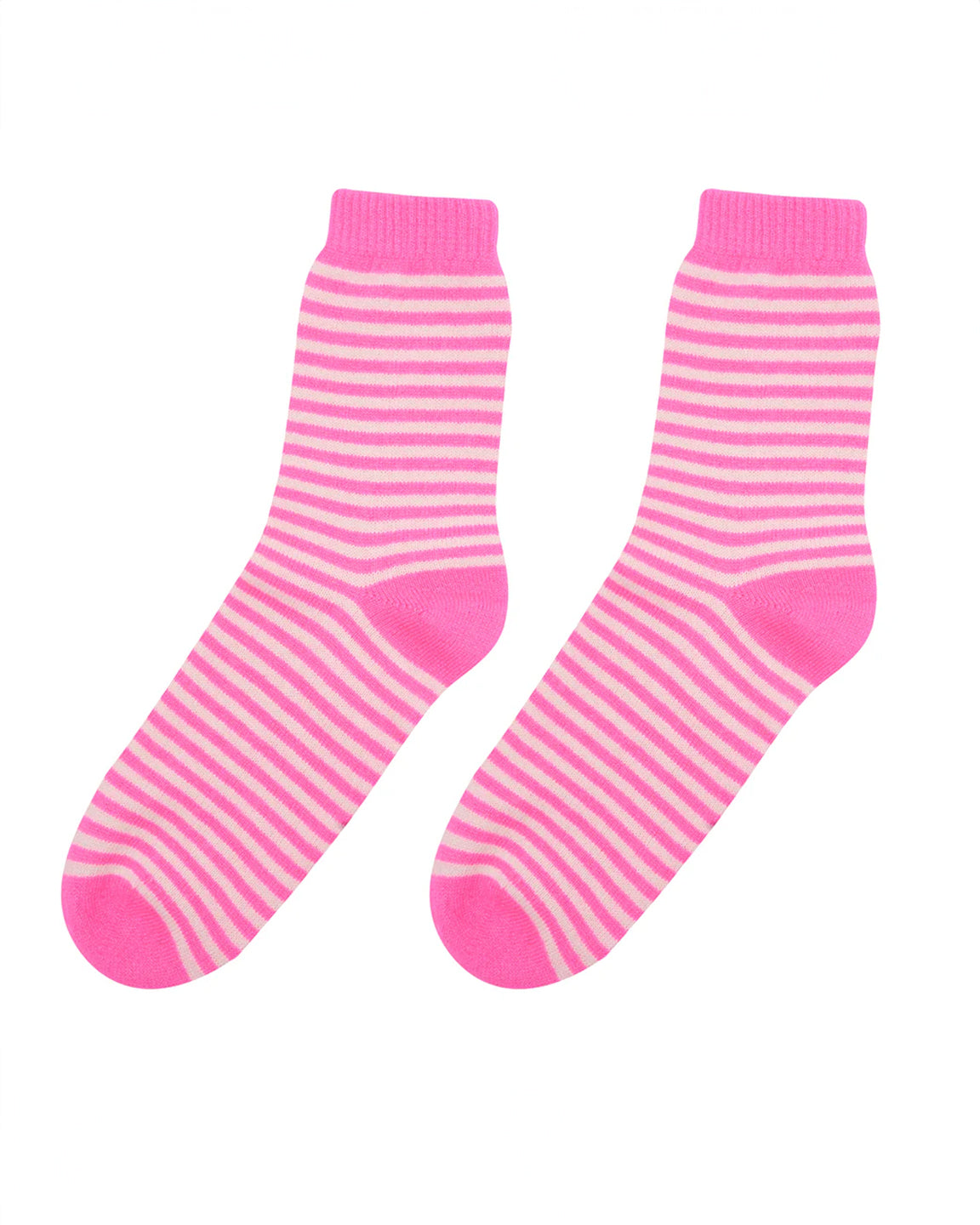 Jumper 1234 Stripe Socks in Hot Pink and Cream