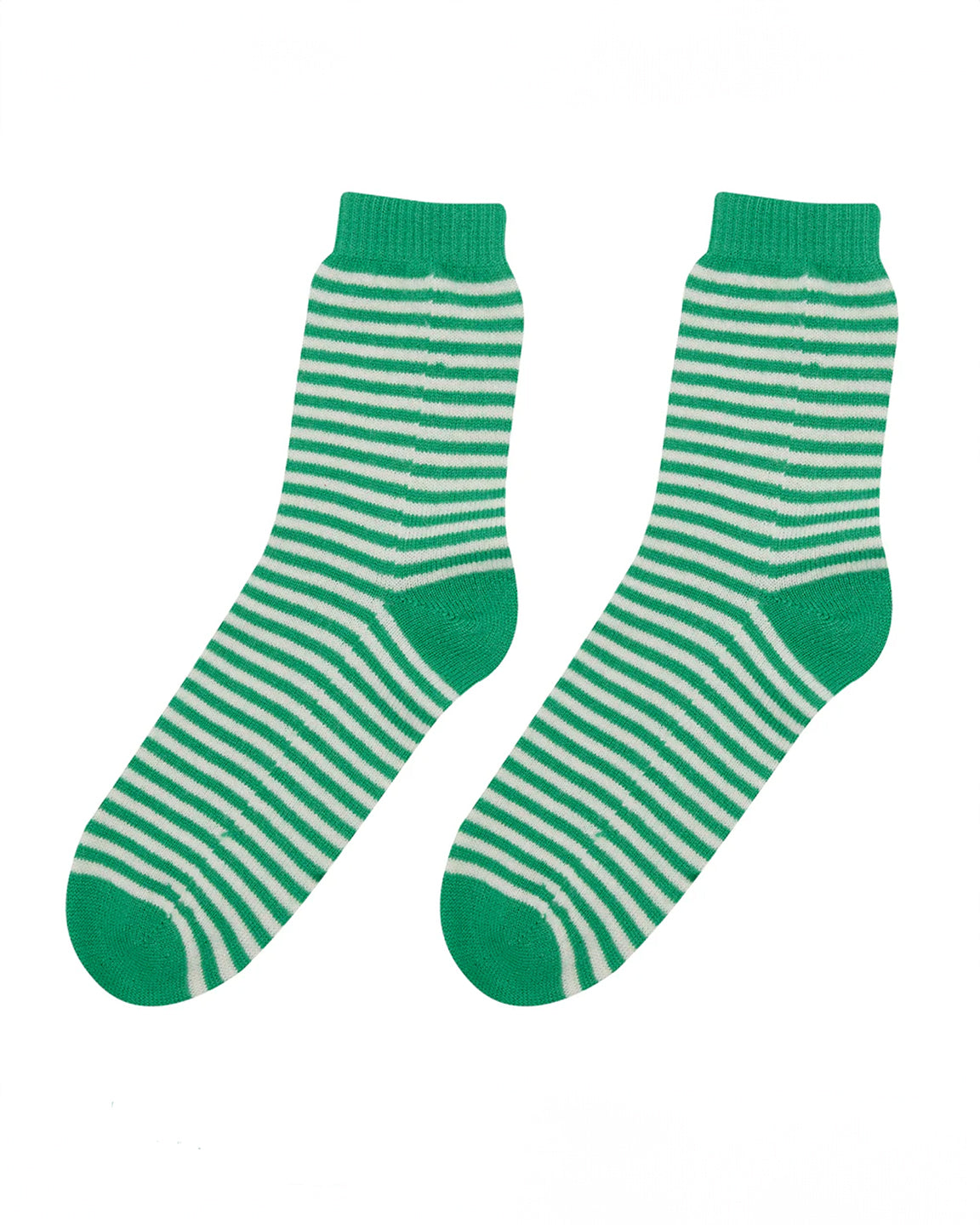 Jumper 1234 Stripe Socks in Bright Green and Cream