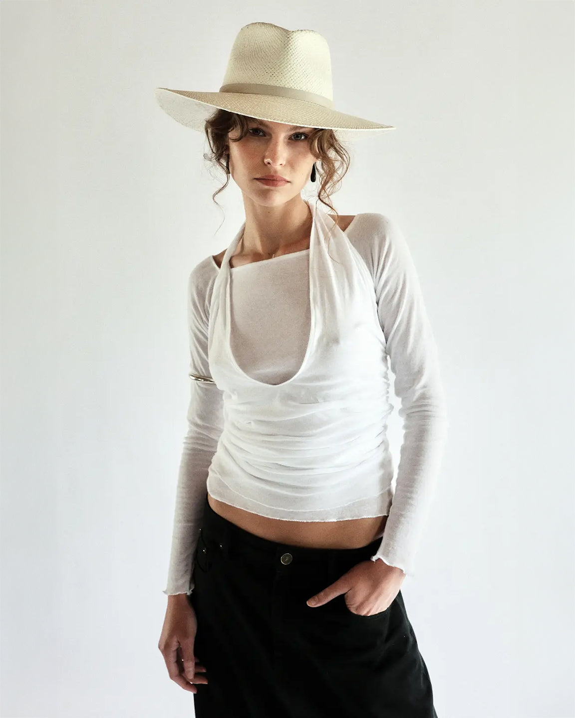 Janessa Leone Valentine Packable Fedora in Bleach
