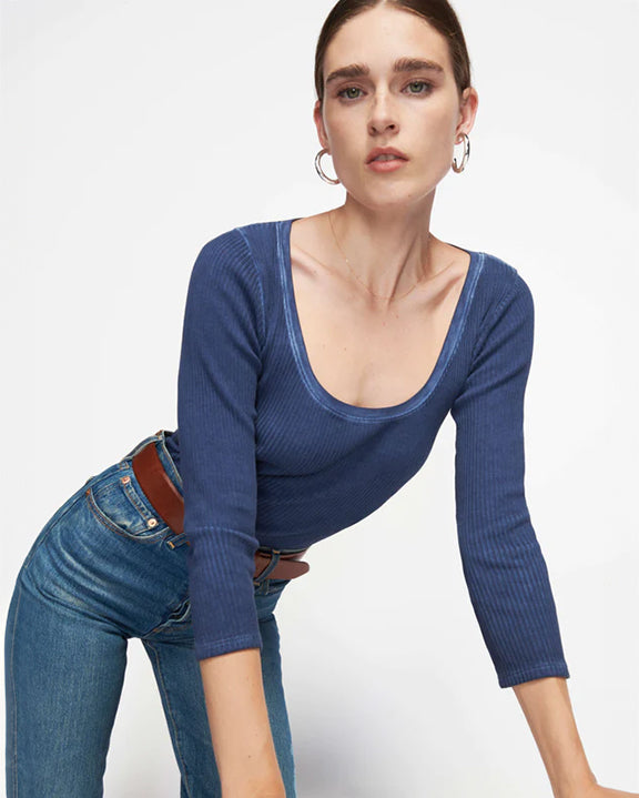 Nation Landry Scoop Neck w/ Back Snaps in Denim