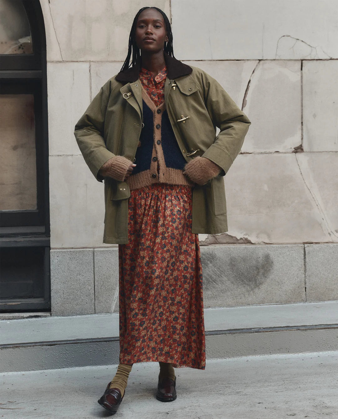 The Great. The Firefighter Jacket Olive With Chocolate