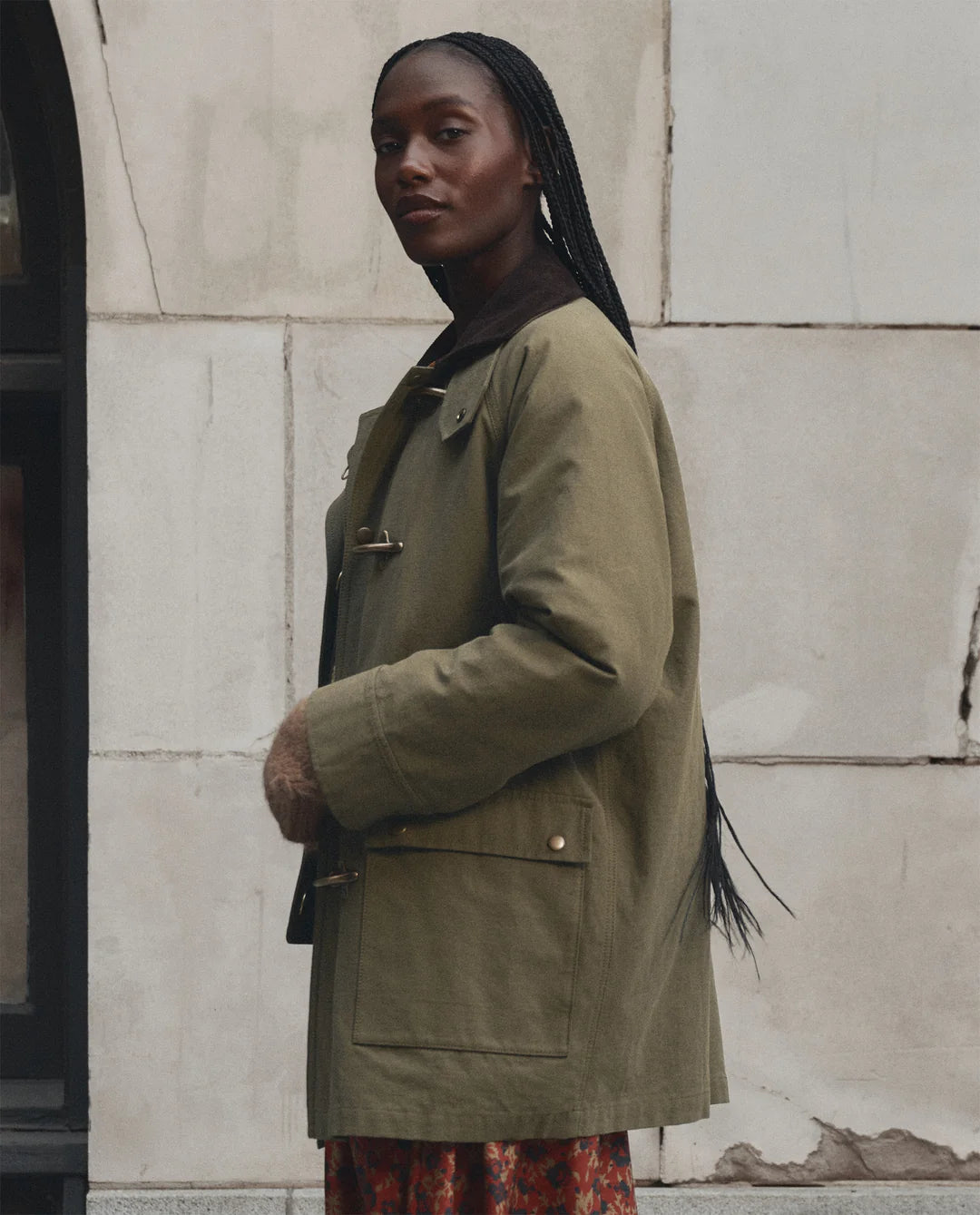 The Great. The Firefighter Jacket Olive With Chocolate