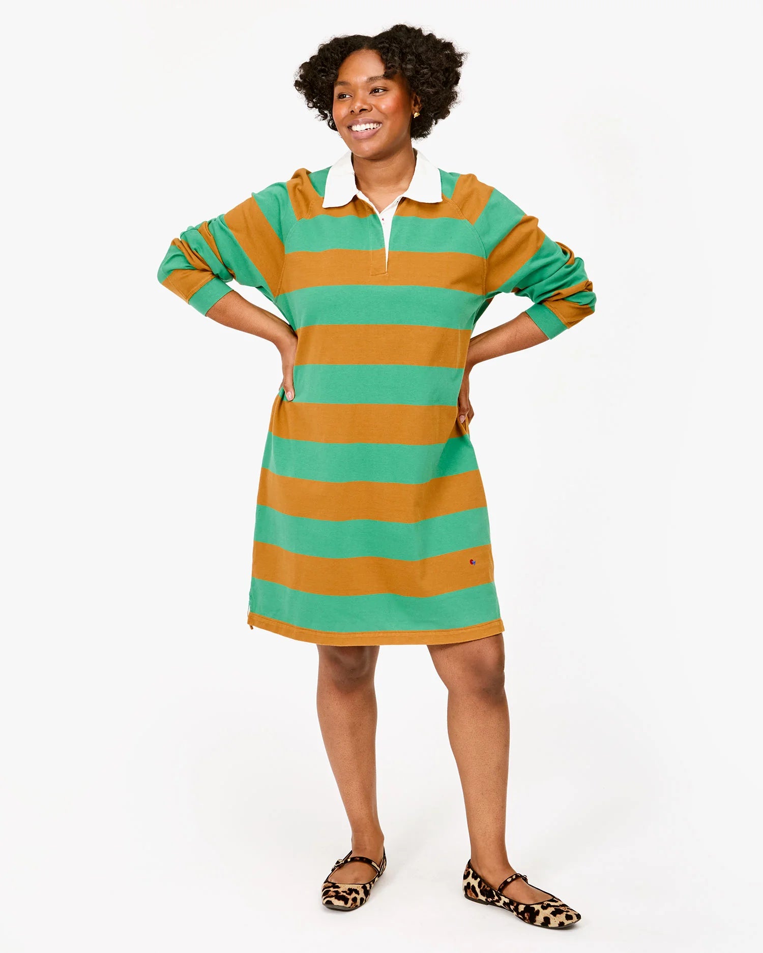 Clare V. Le Rugby Dress In Fern/Desert Taupe