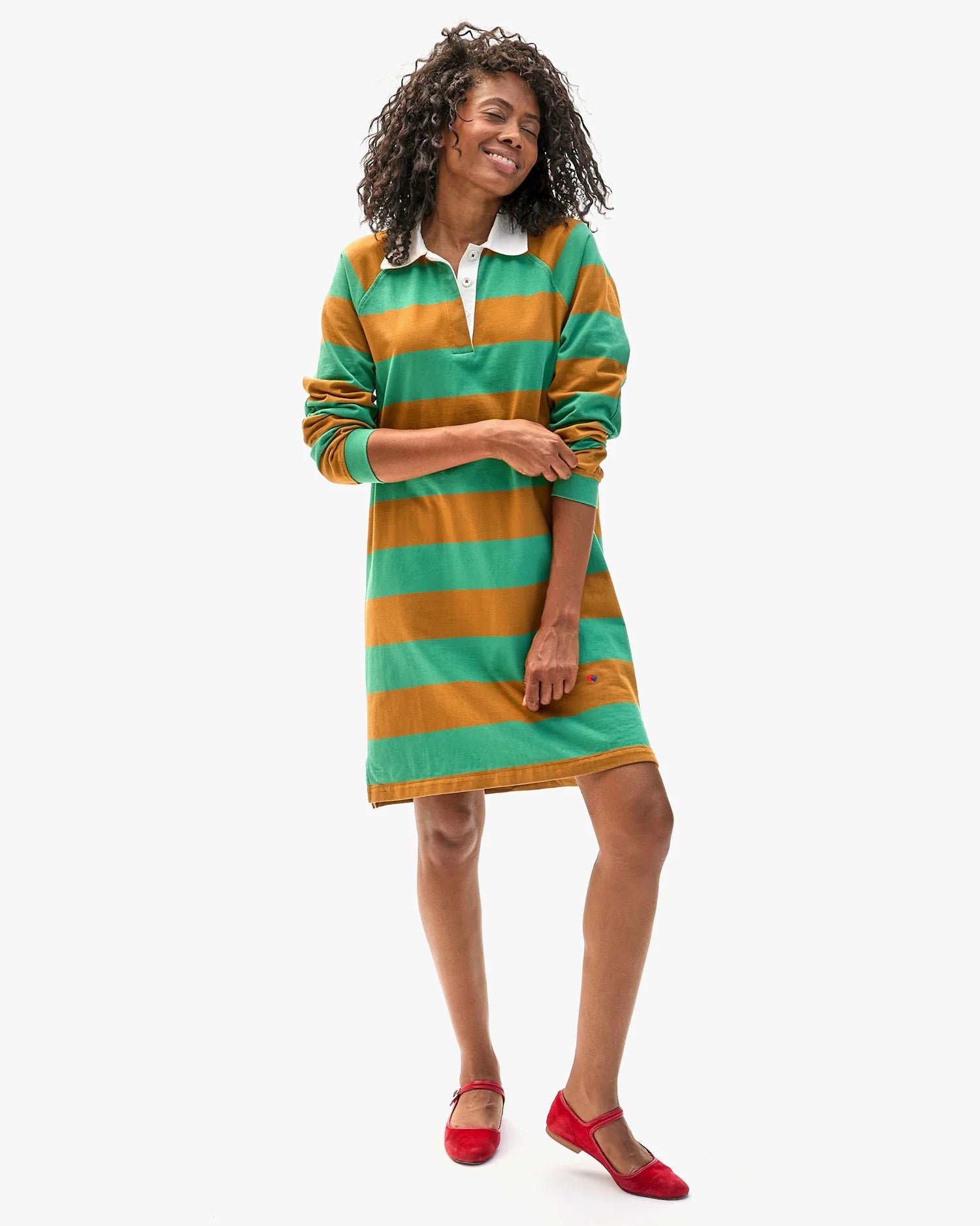 Clare V. Le Rugby Dress In Fern/Desert Taupe