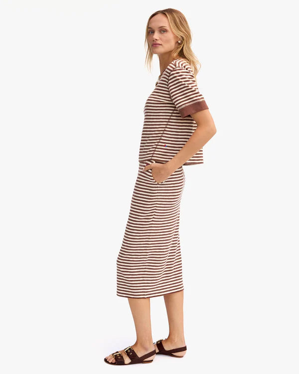 Clare V. Le Tube Skirt in Brown/Cream Stripe