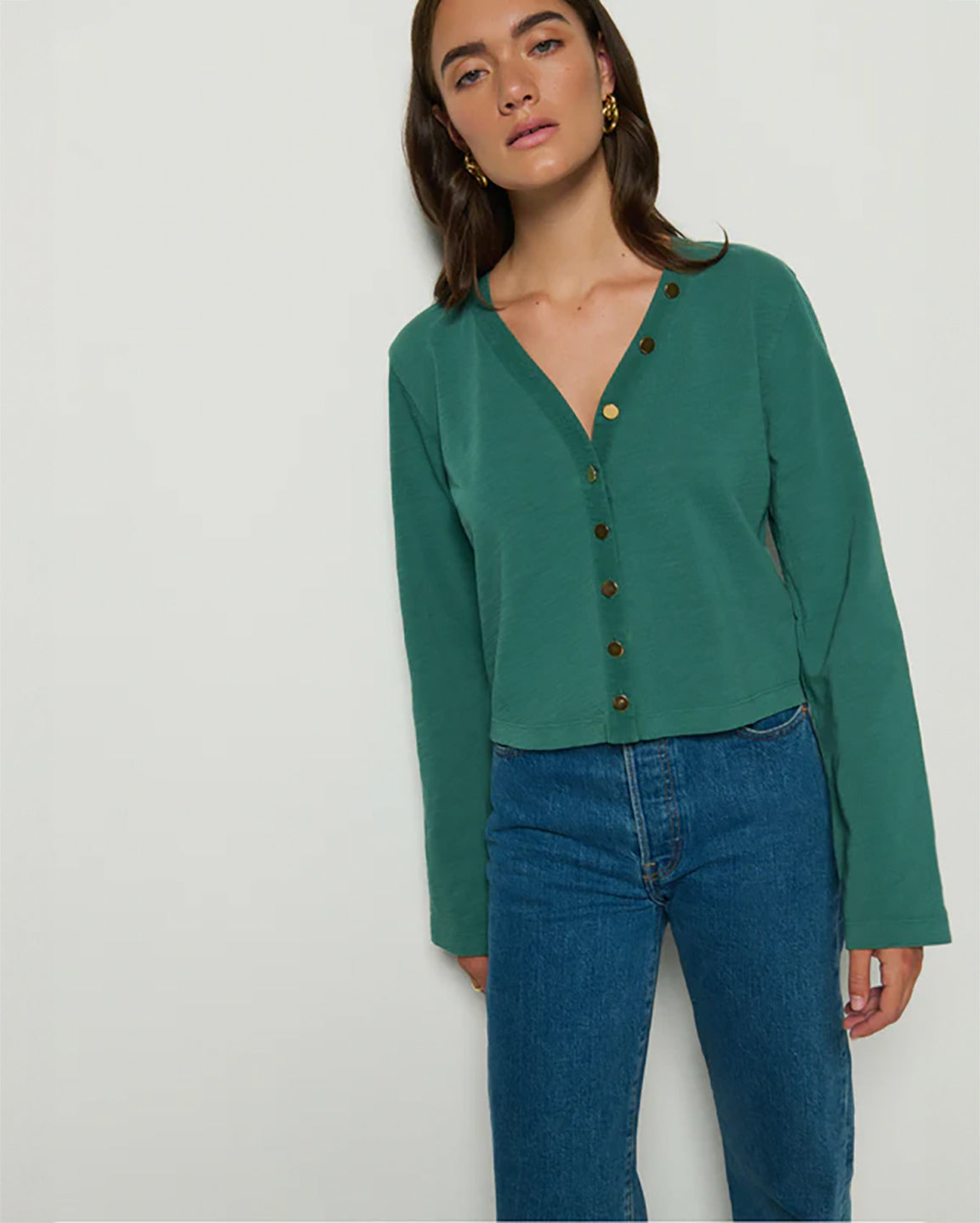 Nation Marlowe Long Sleeve Shirt in Spruce