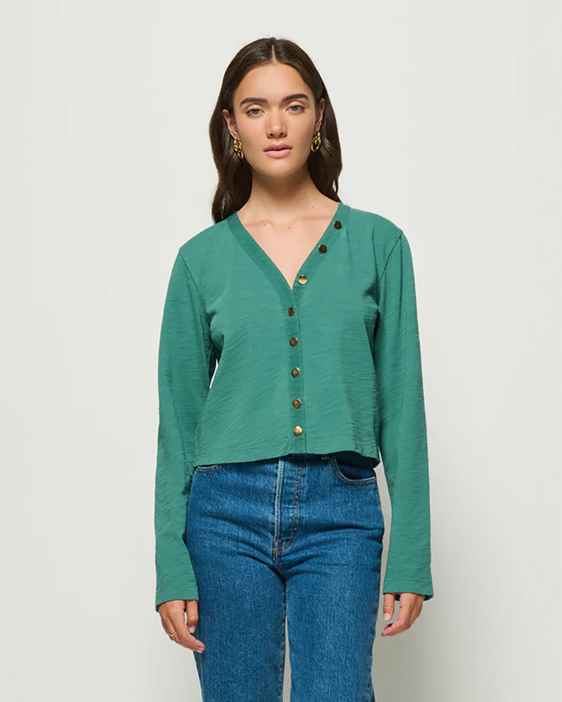 Nation Marlowe Long Sleeve Shirt in Spruce