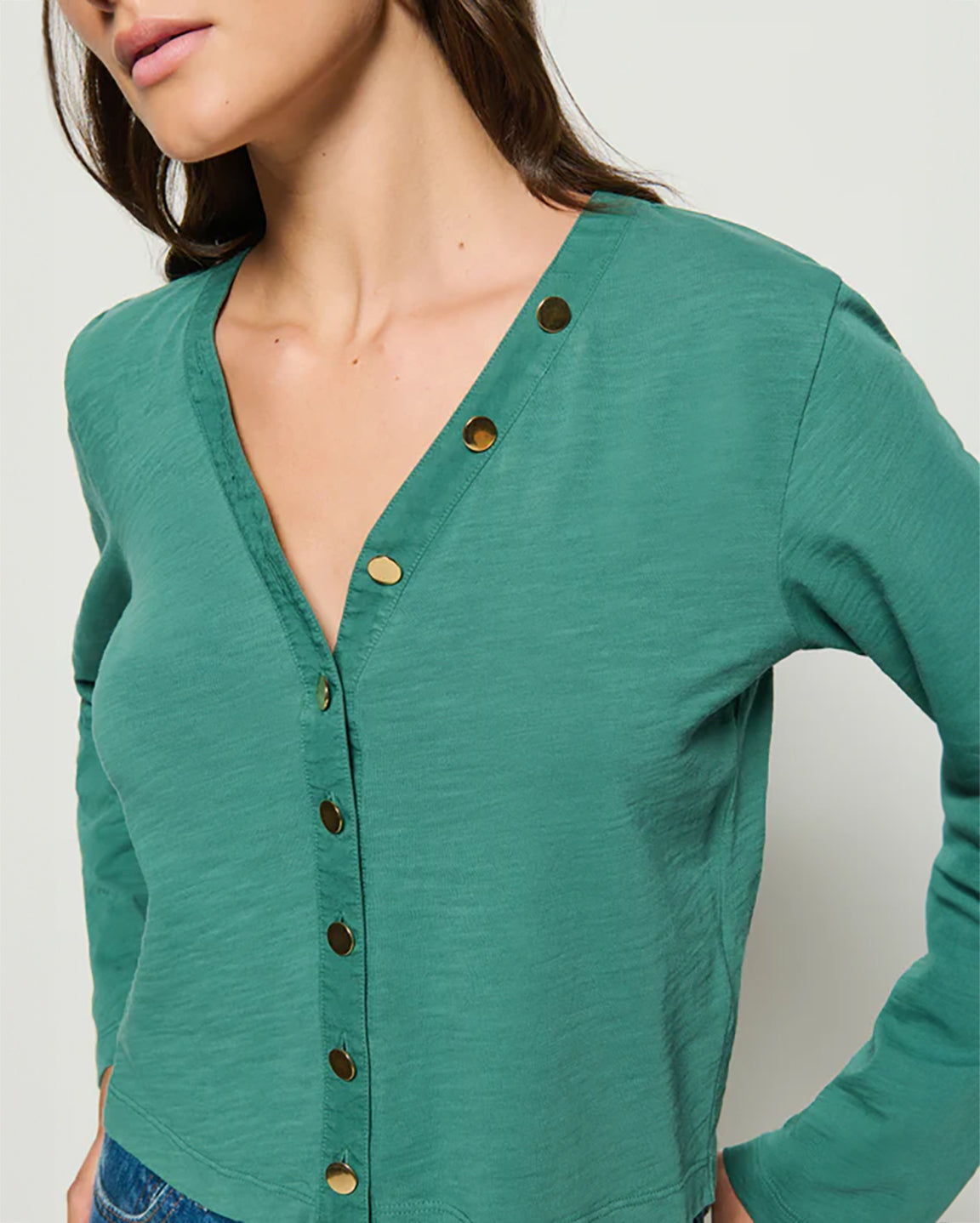 Nation Marlowe Long Sleeve Shirt in Spruce