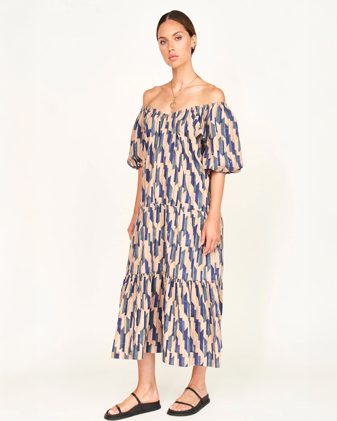 Mirth Capri Dress in Cerulean Rainfall