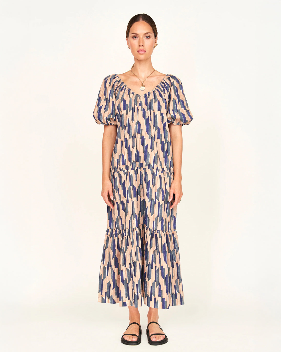 Mirth Capri Dress in Cerulean Rainfall