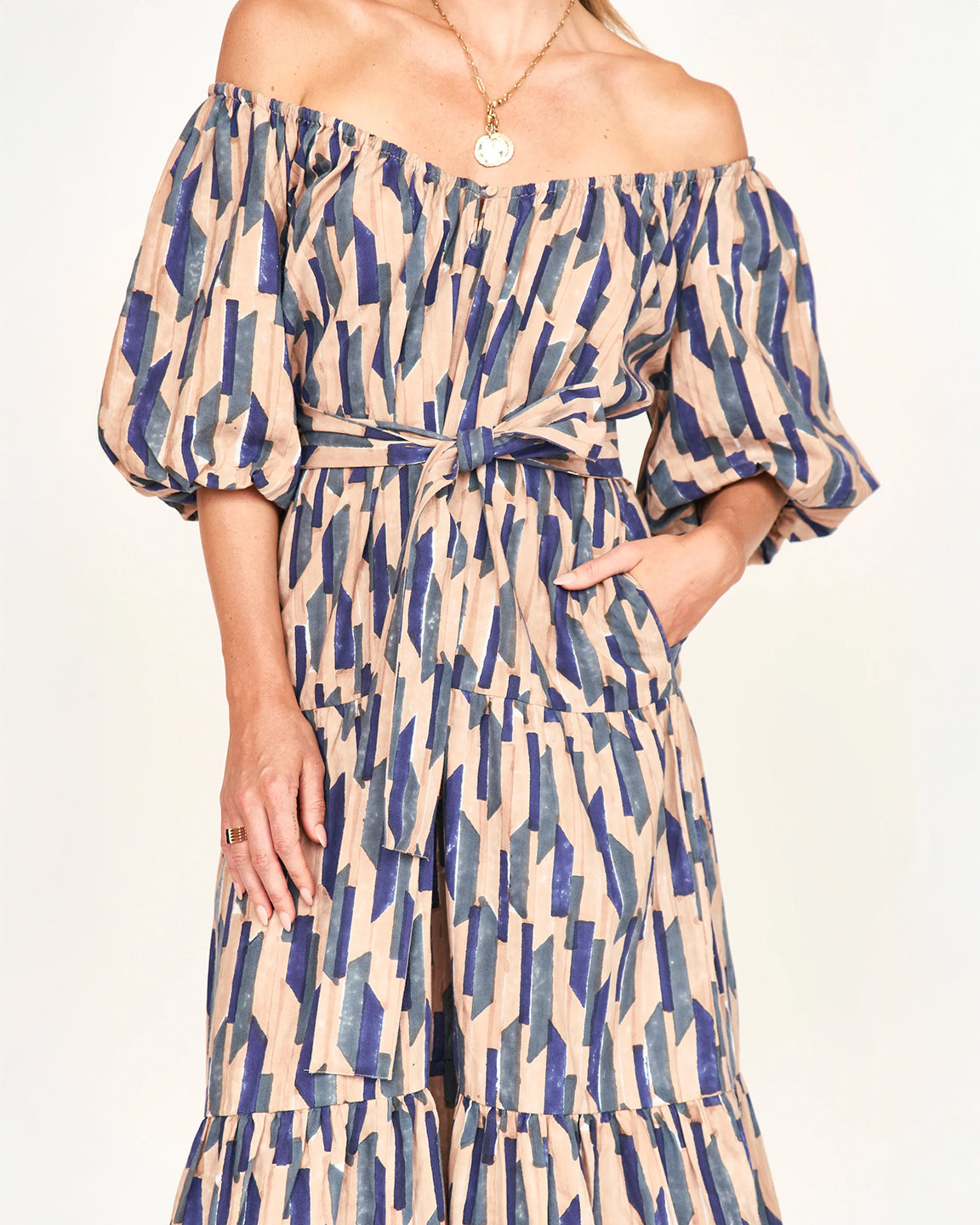 Mirth Capri Dress in Cerulean Rainfall