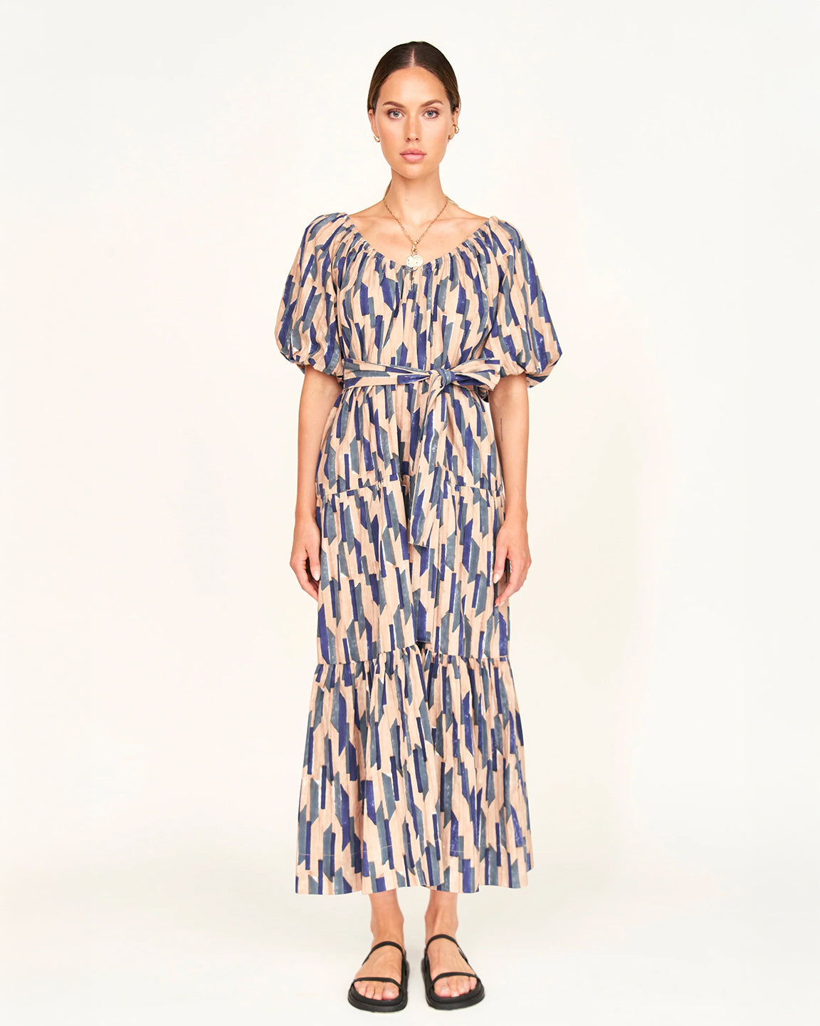 Mirth Capri Dress in Cerulean Rainfall