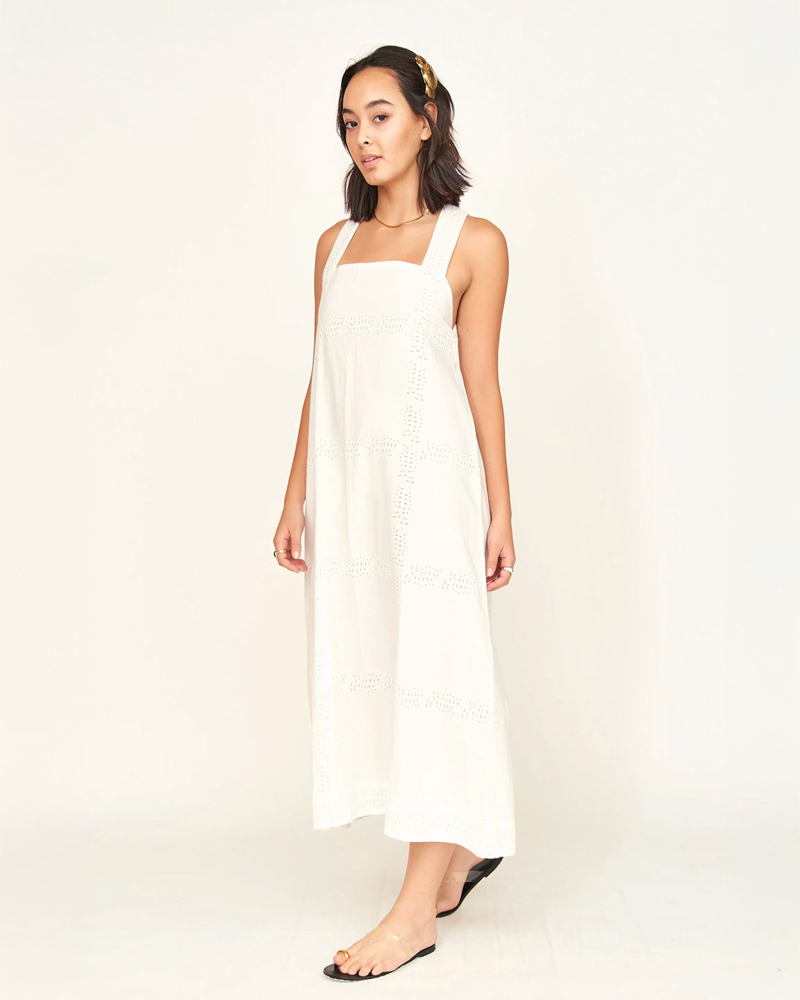 Mirth Ica Dress In White Marine Eyelet