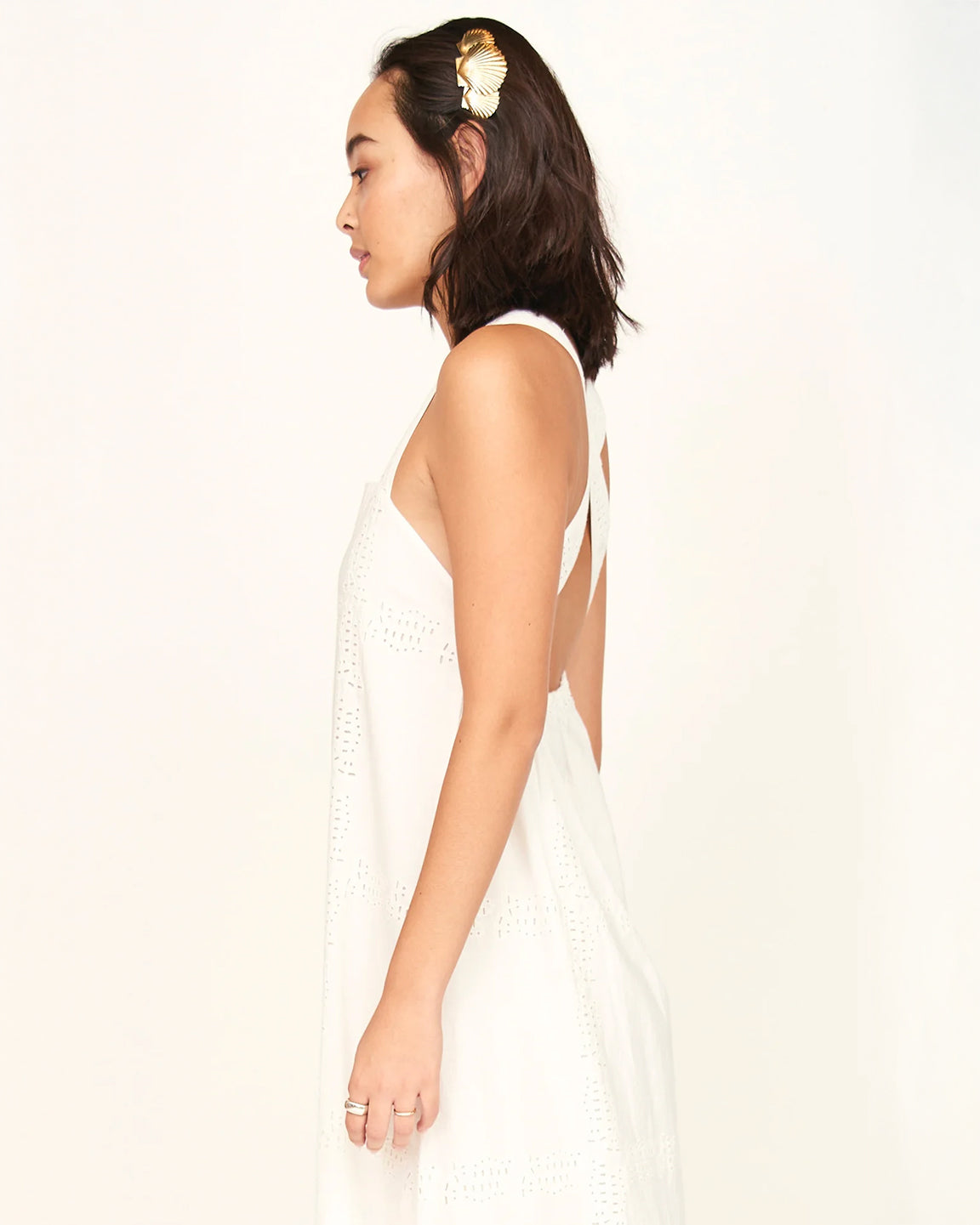 Mirth Ica Dress In White Marine Eyelet