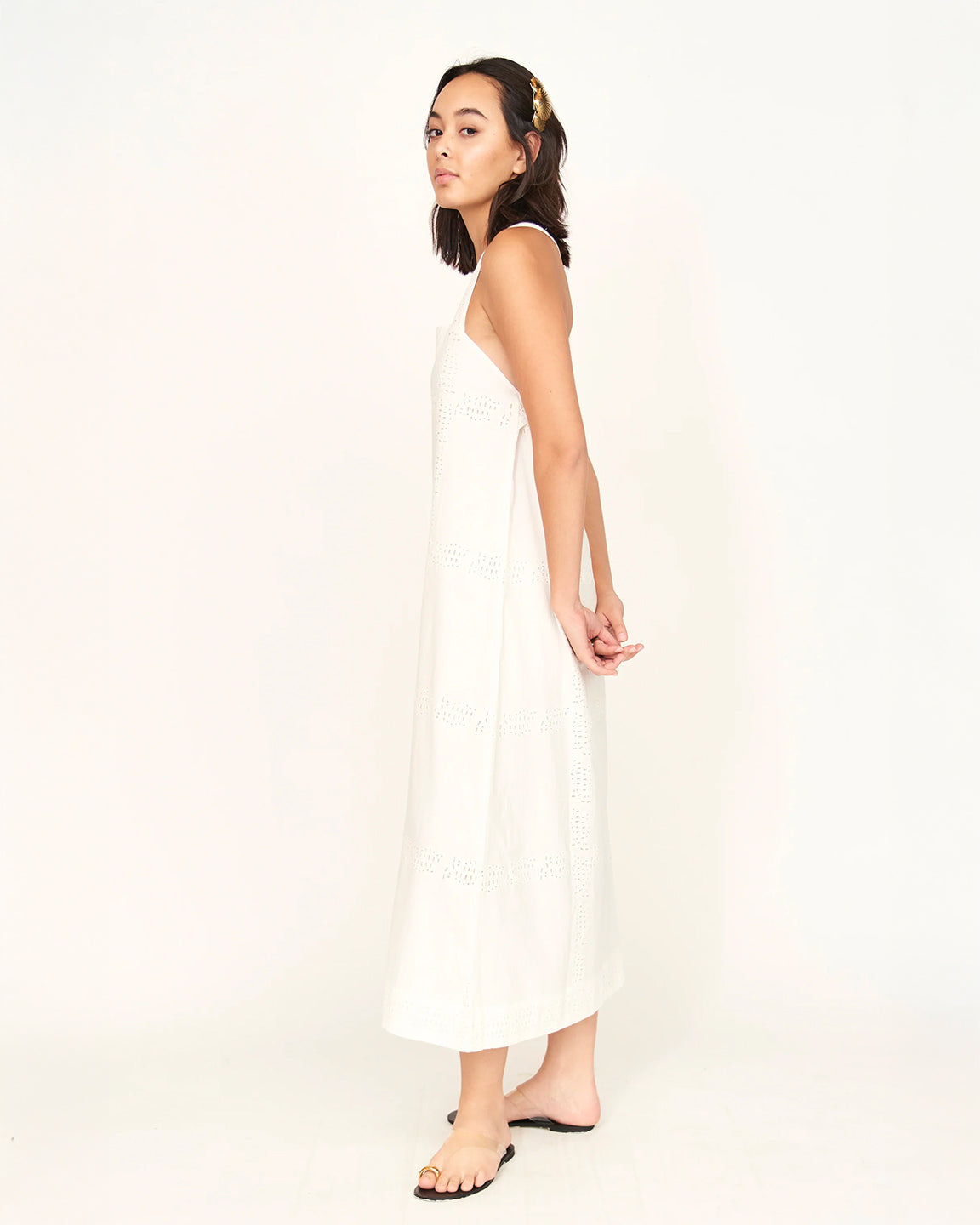 Mirth Ica Dress In White Marine Eyelet