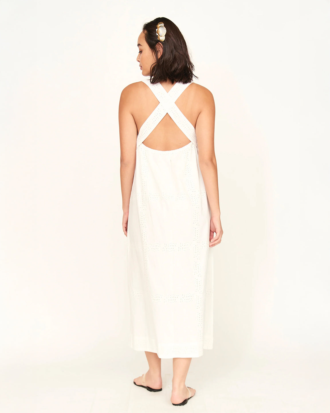 Mirth Ica Dress In White Marine Eyelet