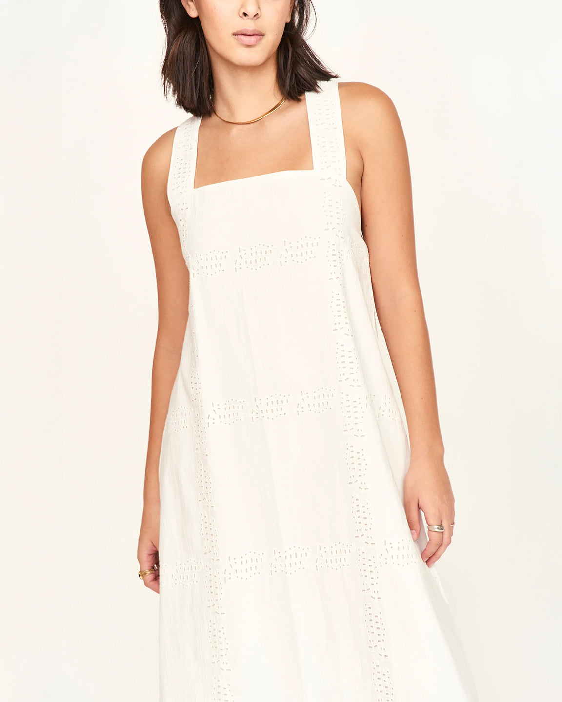 Mirth Ica Dress In White Marine Eyelet