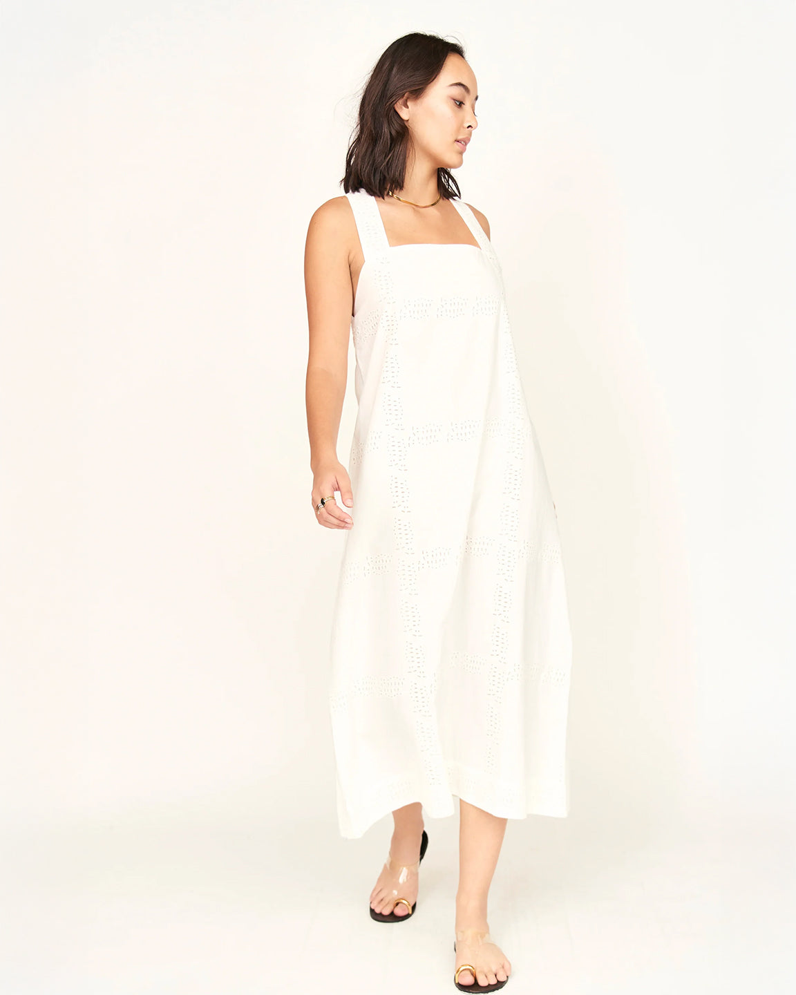 Mirth Ica Dress In White Marine Eyelet