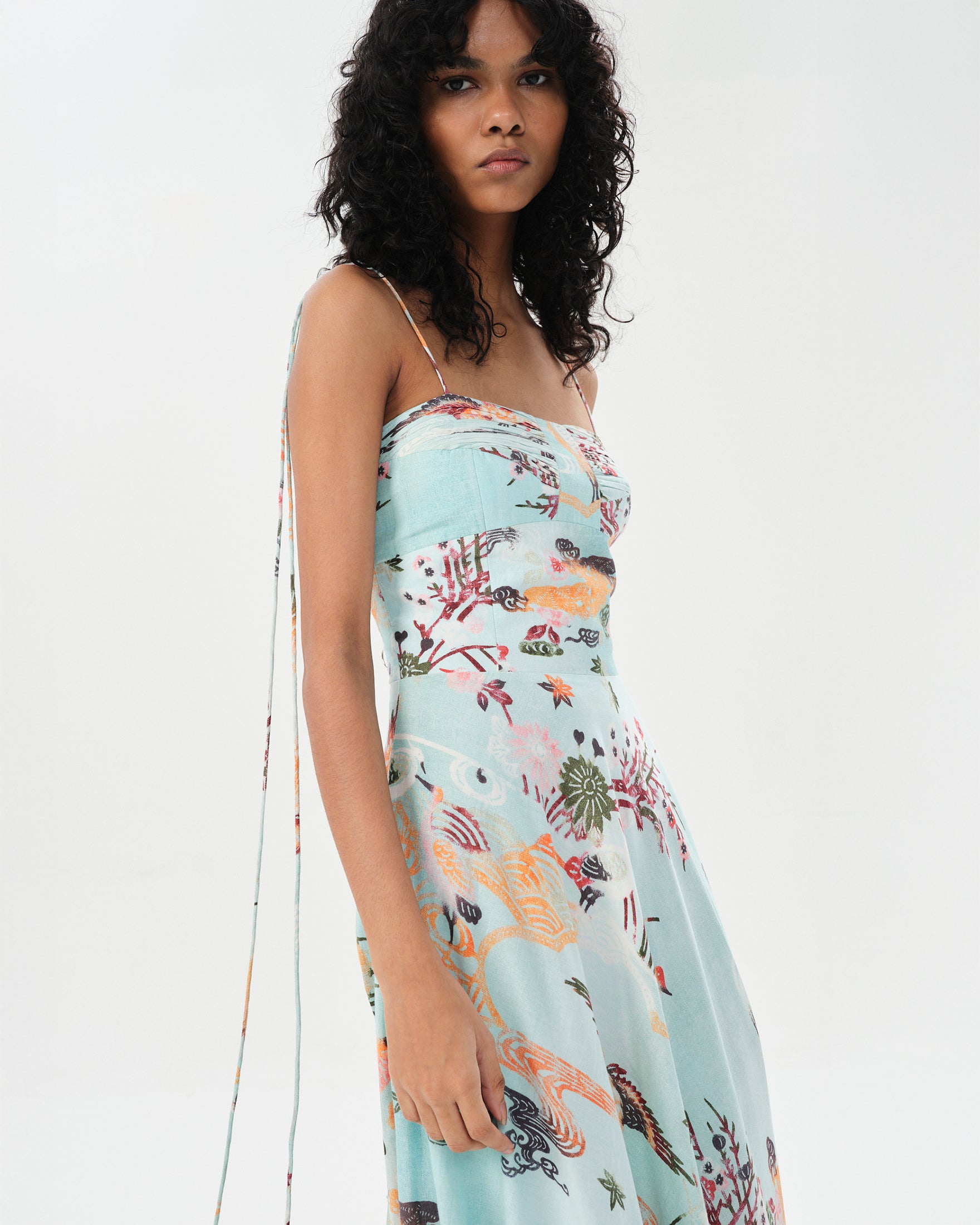 Maria Cher Dorrego Vivian Midi Dress in Light Blue