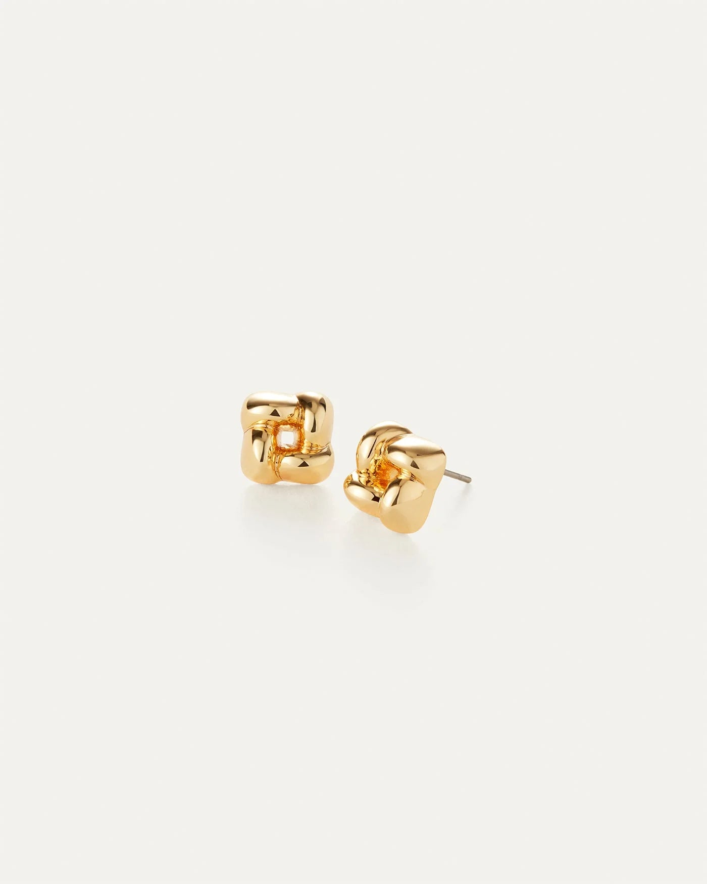 Jenny Bird Mini Woven Square Earrings High Polished Gold